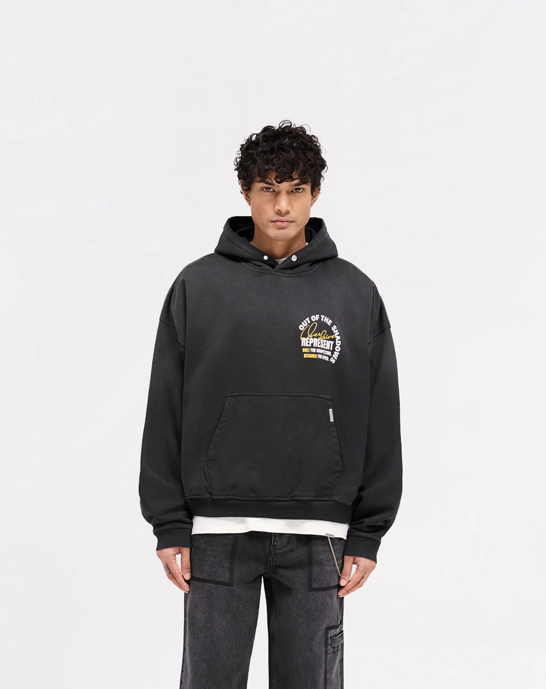 Out Of The Shadows Hoodie - Stained Black Distressed Detailing Party casual