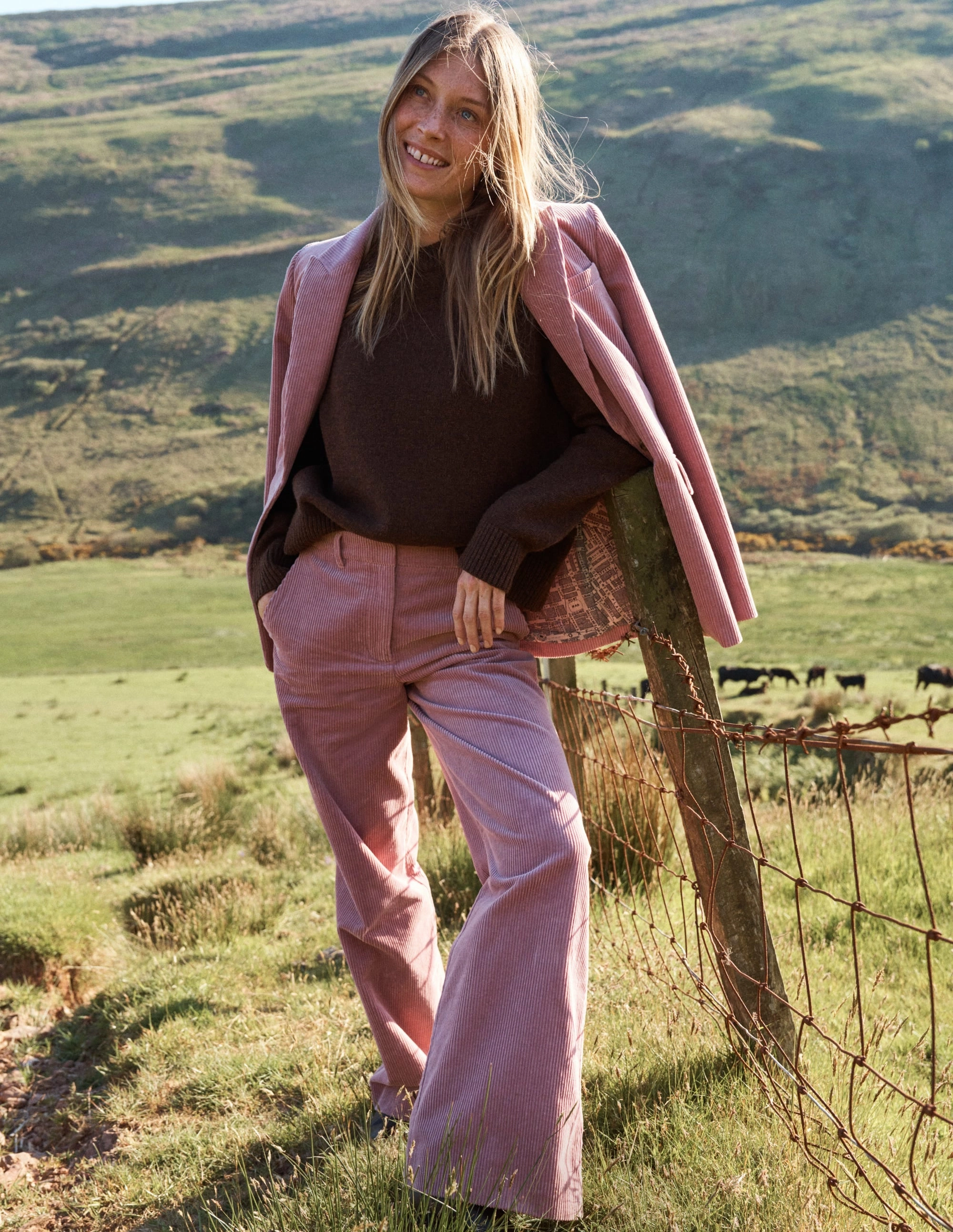 Clean Lines TapedSeamConstruction Woodbridge Cord Blazer-Blushing Rose