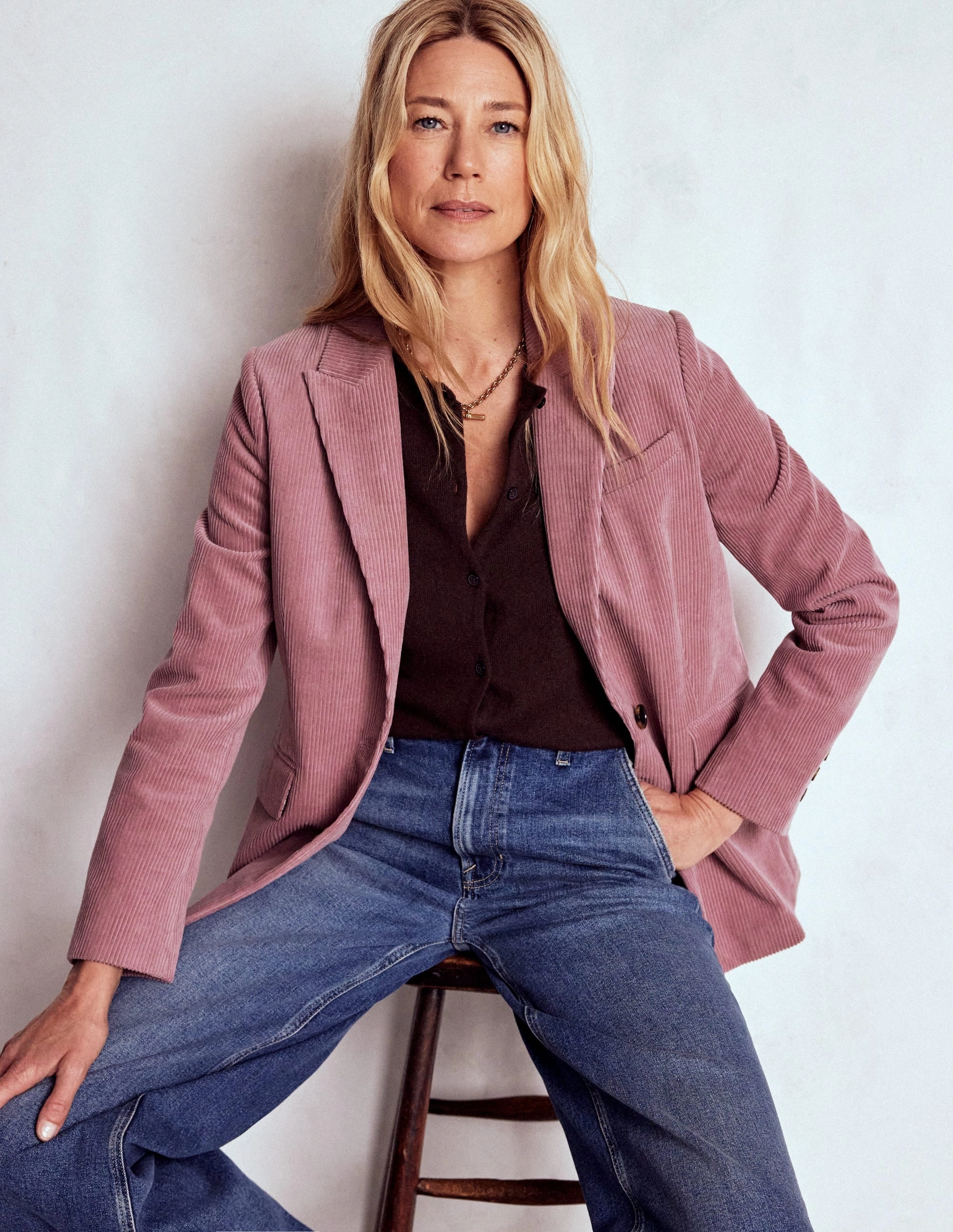 Hydrophobic Treatment Trail To Town Woodbridge Cord Blazer-Blushing Rose