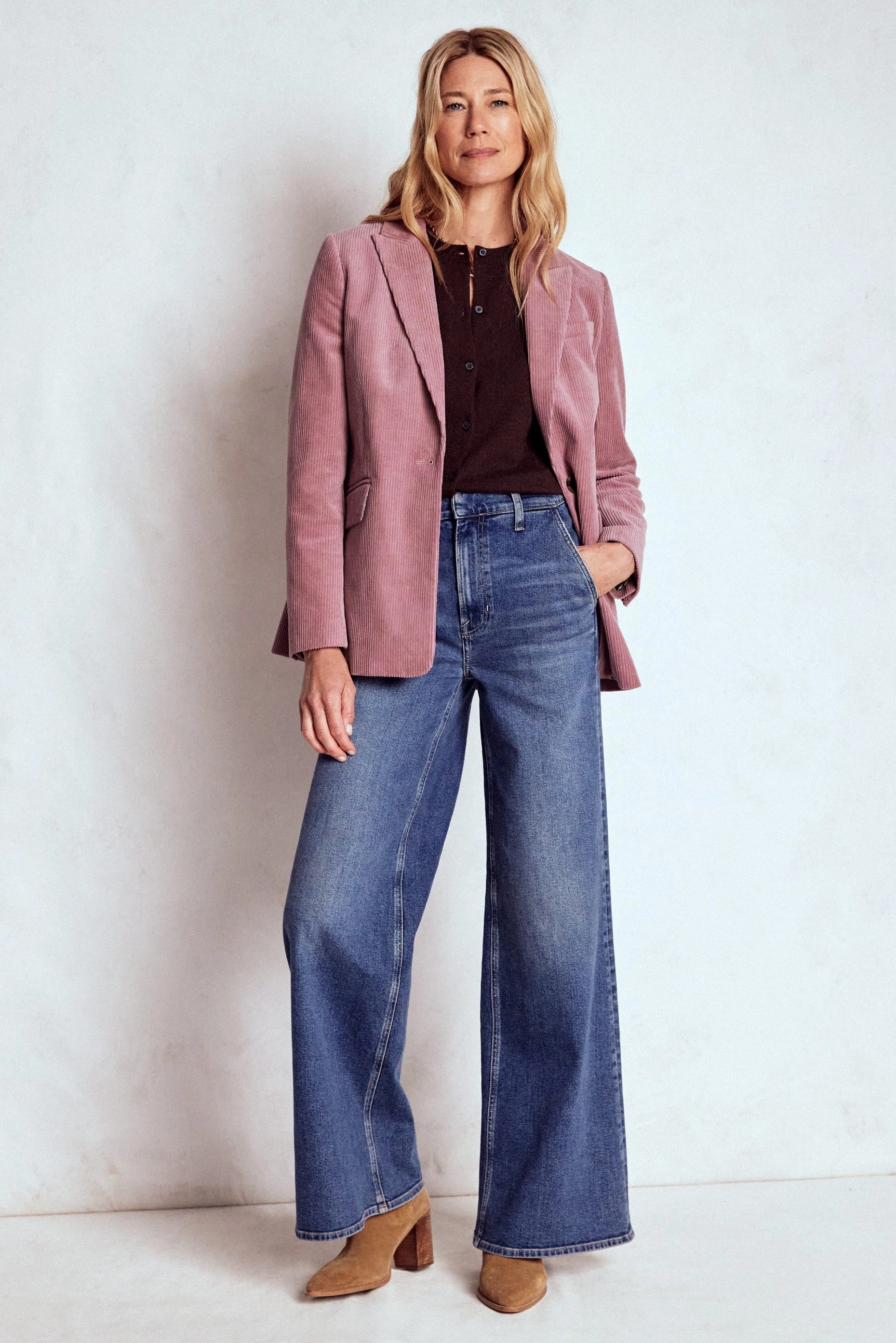 Woodbridge Cord Blazer-Blushing Rose HighNeckDesign Light Activated Cooling