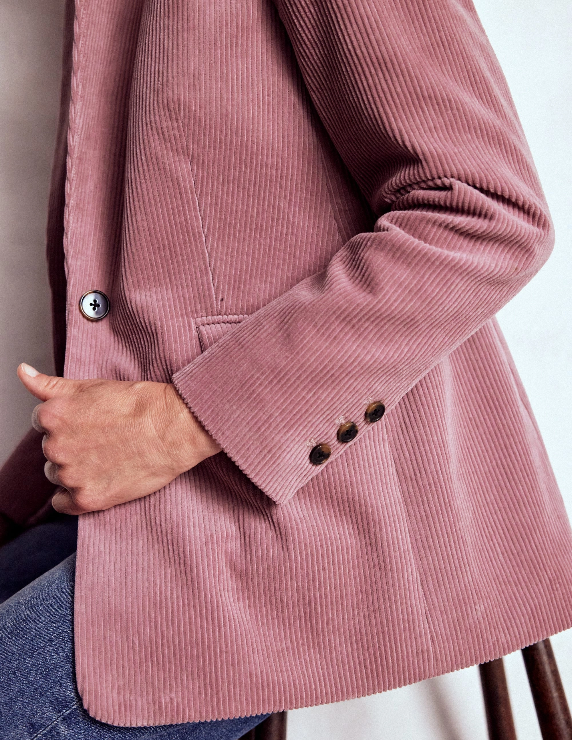 MeshLinedVents Weekday Street Look Woodbridge Cord Blazer-Blushing Rose