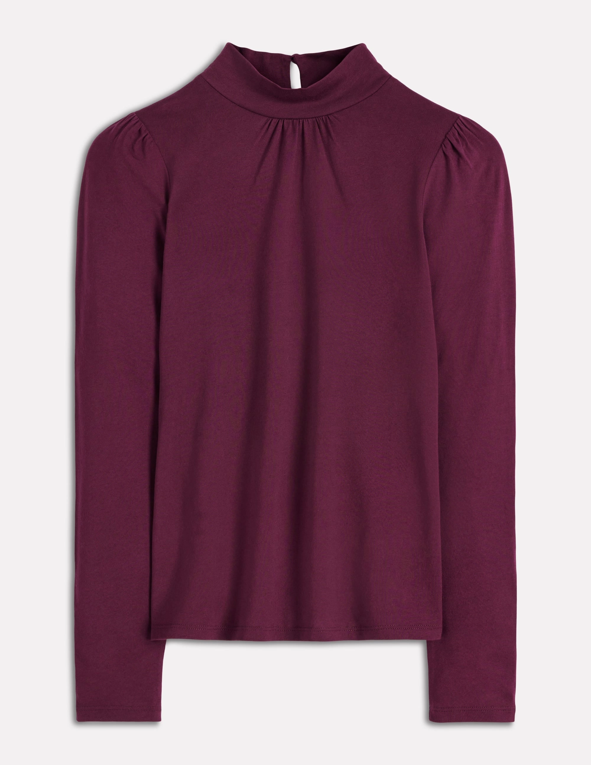 Puff Shoulder Jersey Top-Dark Cherry OversizedFit