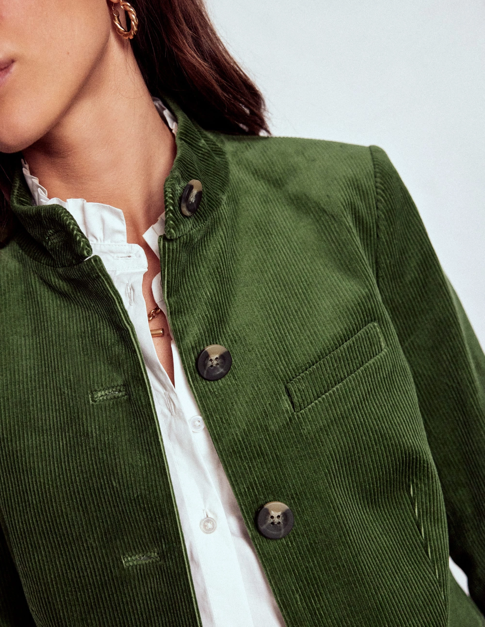 Military Cord Jacket-Fern Anti Static Finish Adjustable Hem Lock System