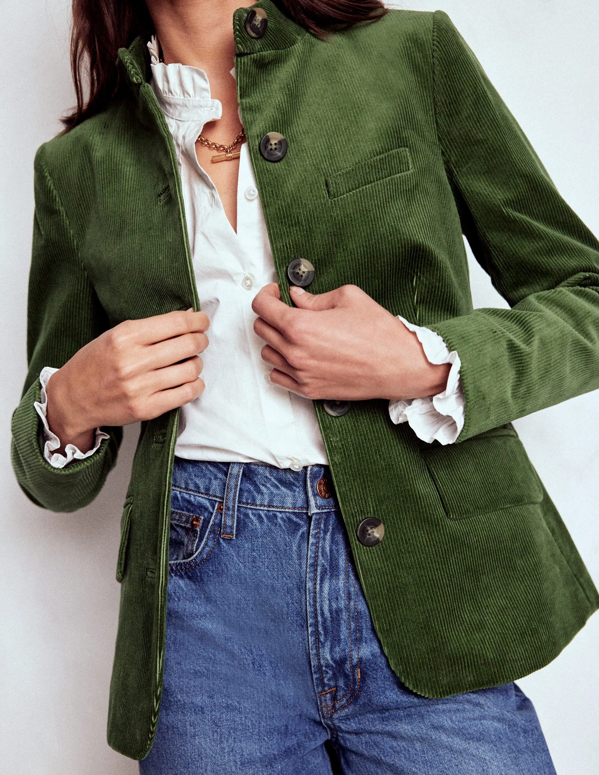 Military Cord Jacket-Fern Crisp Clean Fit