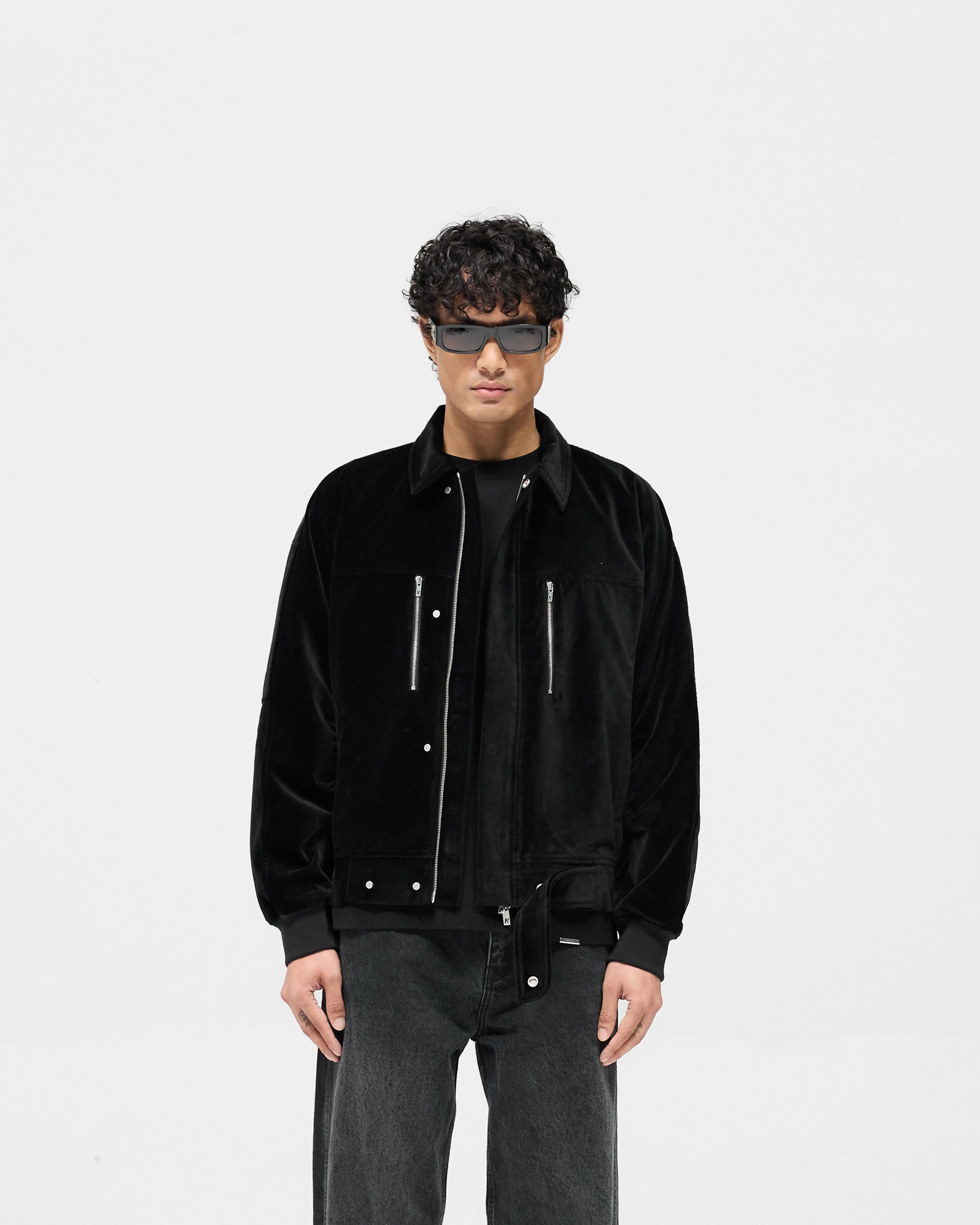 Top Guard Quilted Stitching Pattern Bordeaux Brushed Jacket - Black