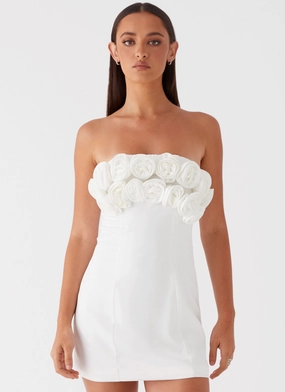 Romantic Hour Bouquet Dream Mini Dress - White