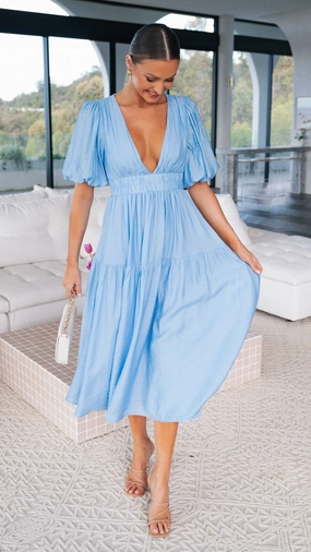 Erin Midi Dress - Blue Light Touch Casual Comfort Wear