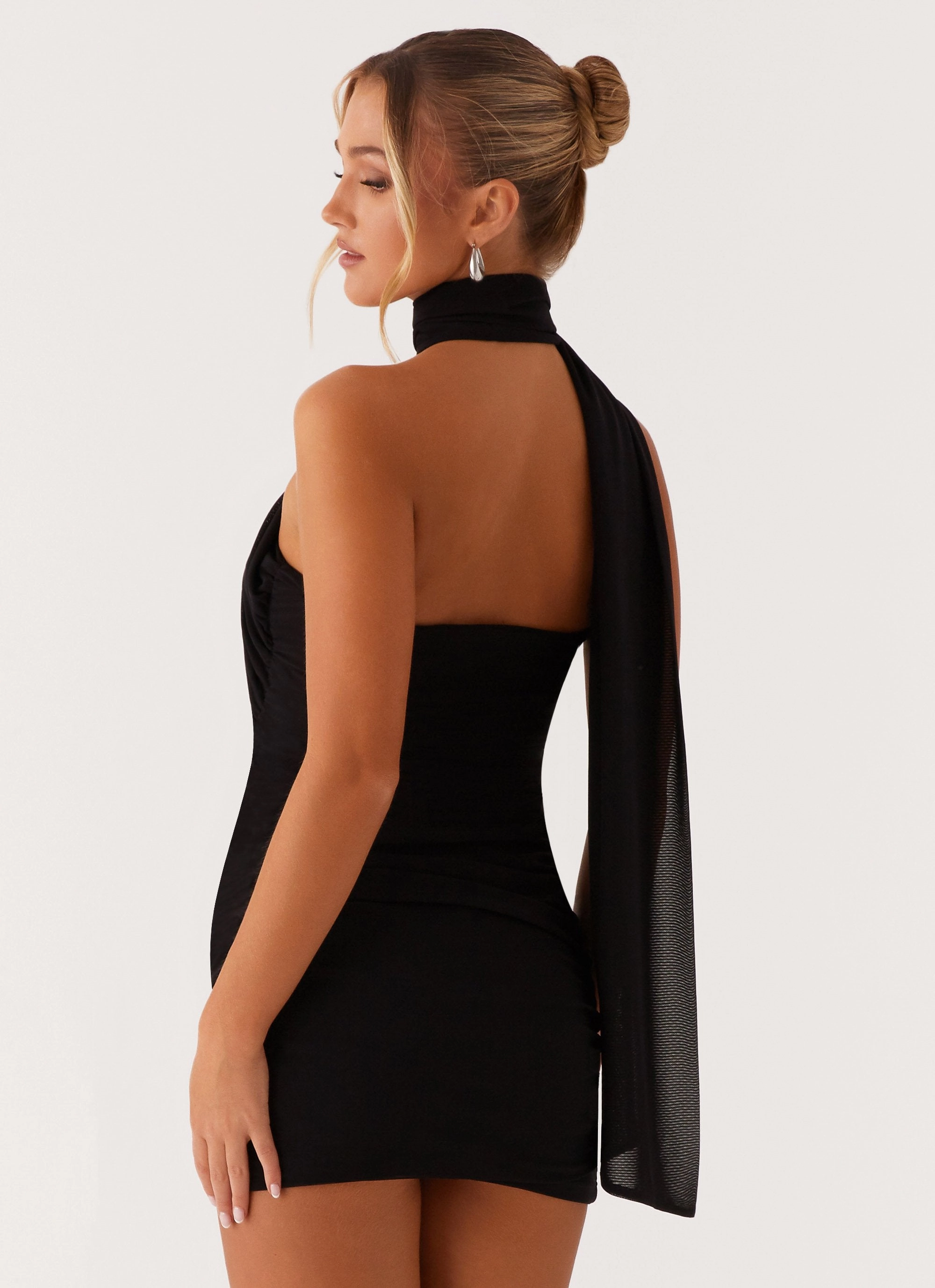 Texture Edge Fringe-Detail Breaking News Mini Dress - Black