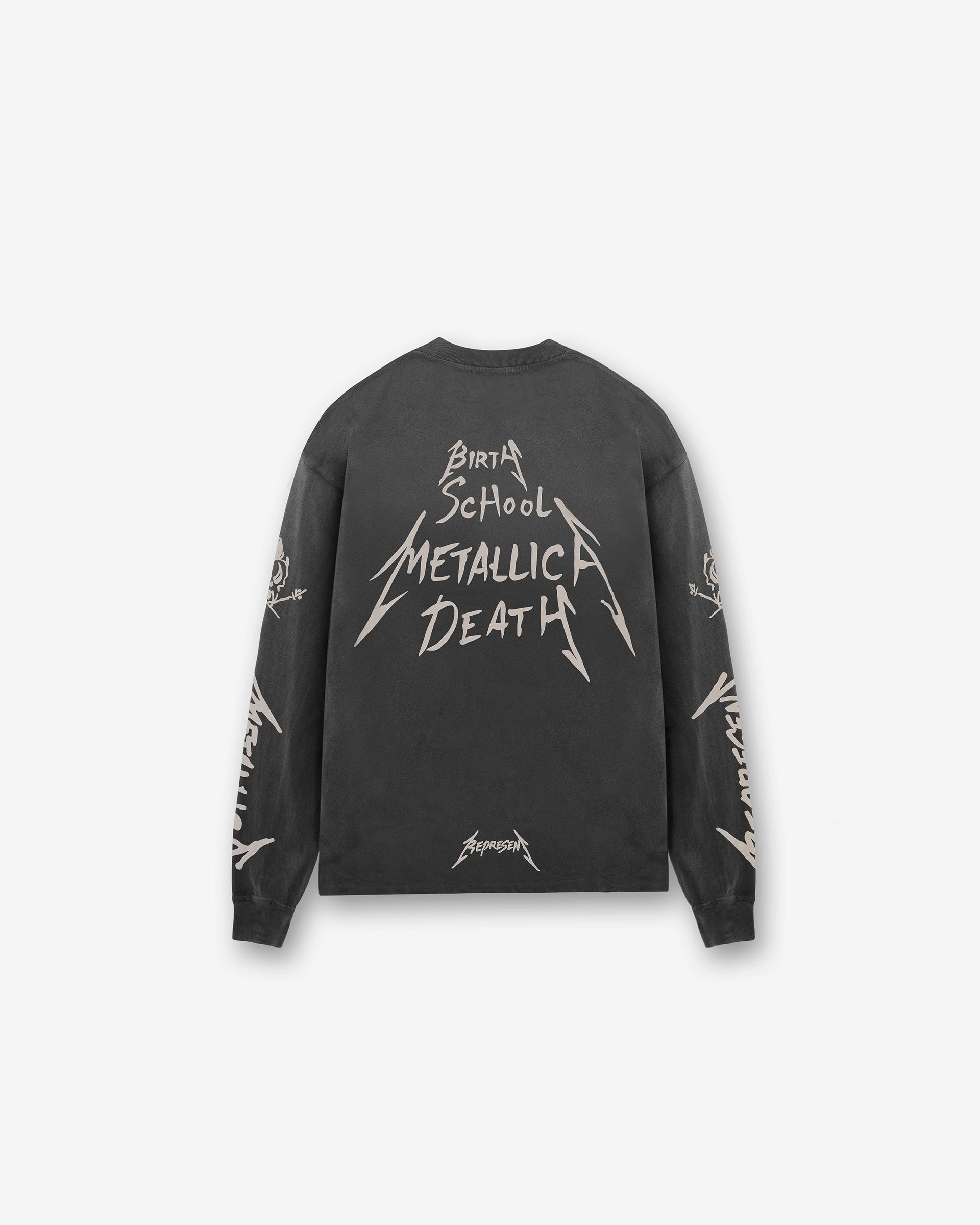 Represent X Metallica Garage Inc Long Sleeve T-Shirt - Stained Black Non Restrictive Fit Versatile Style Trend