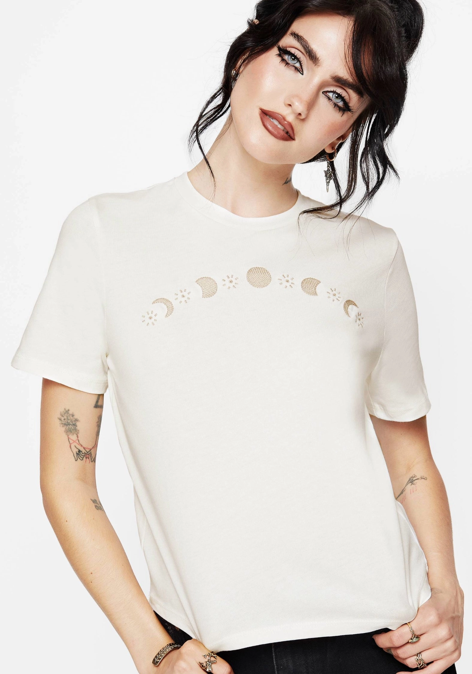 Spring Freshness Griffinfly Cotton Embroidered Jersey Cropped T-Shirt