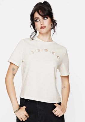Flexible Fit Design Griffinfly Cotton Embroidered Jersey Cropped T-Shirt