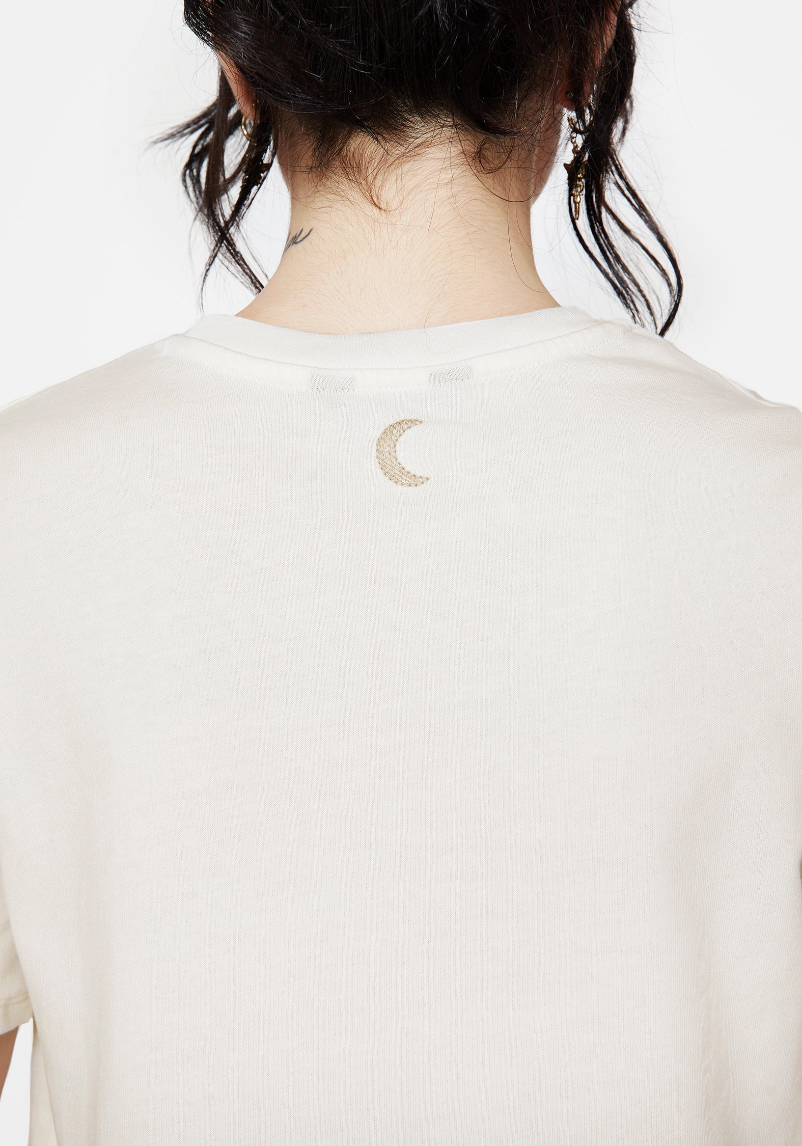 Griffinfly Cotton Embroidered Jersey Cropped T-Shirt Casual Flex Wear