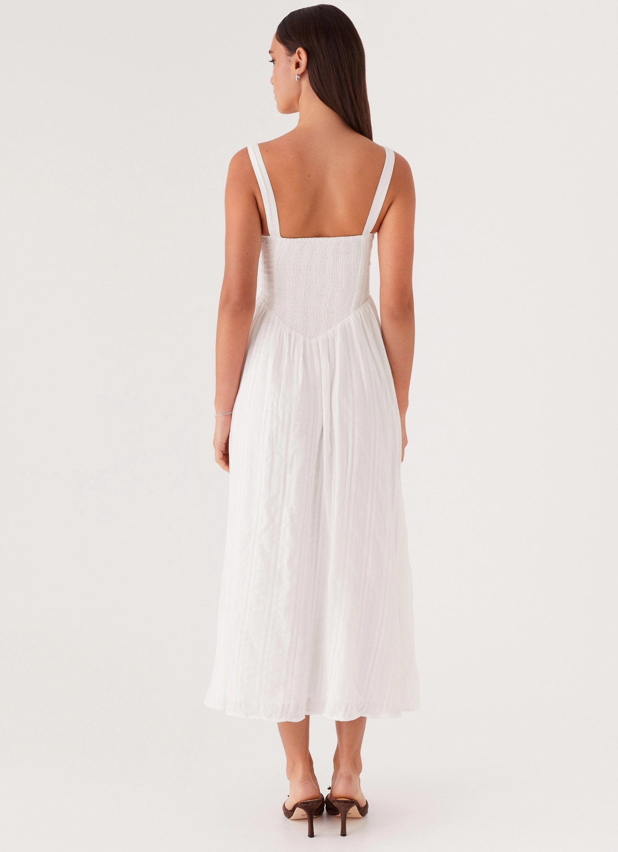 Pascuelle Midi Dress - White Comfortable and Fashionable Flattering Design