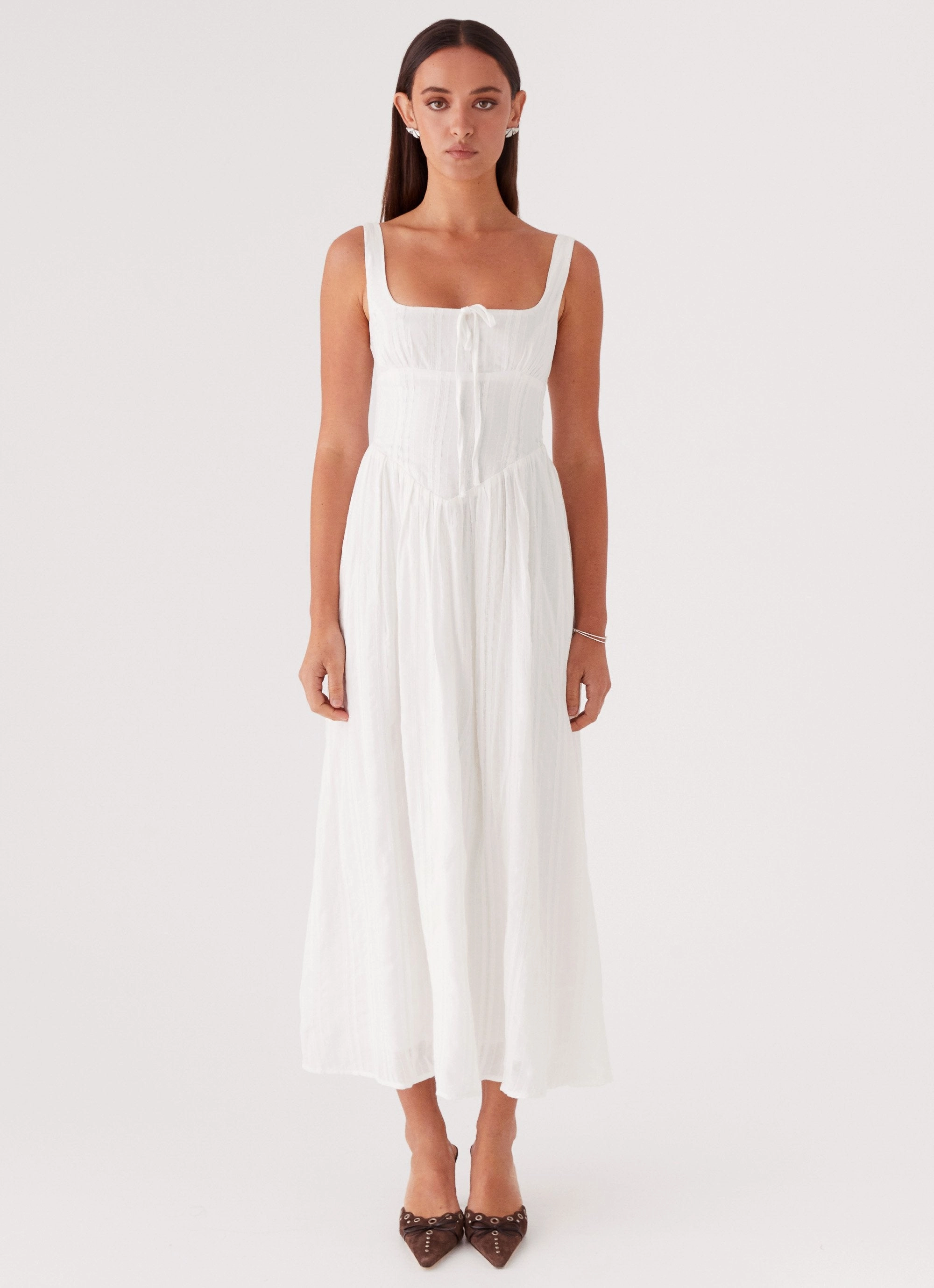 Semi Casual Classic Tailoring Pascuelle Midi Dress - White