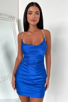 Stilla Dress - Royal Blue Built-In-Slip Elegant evening wear