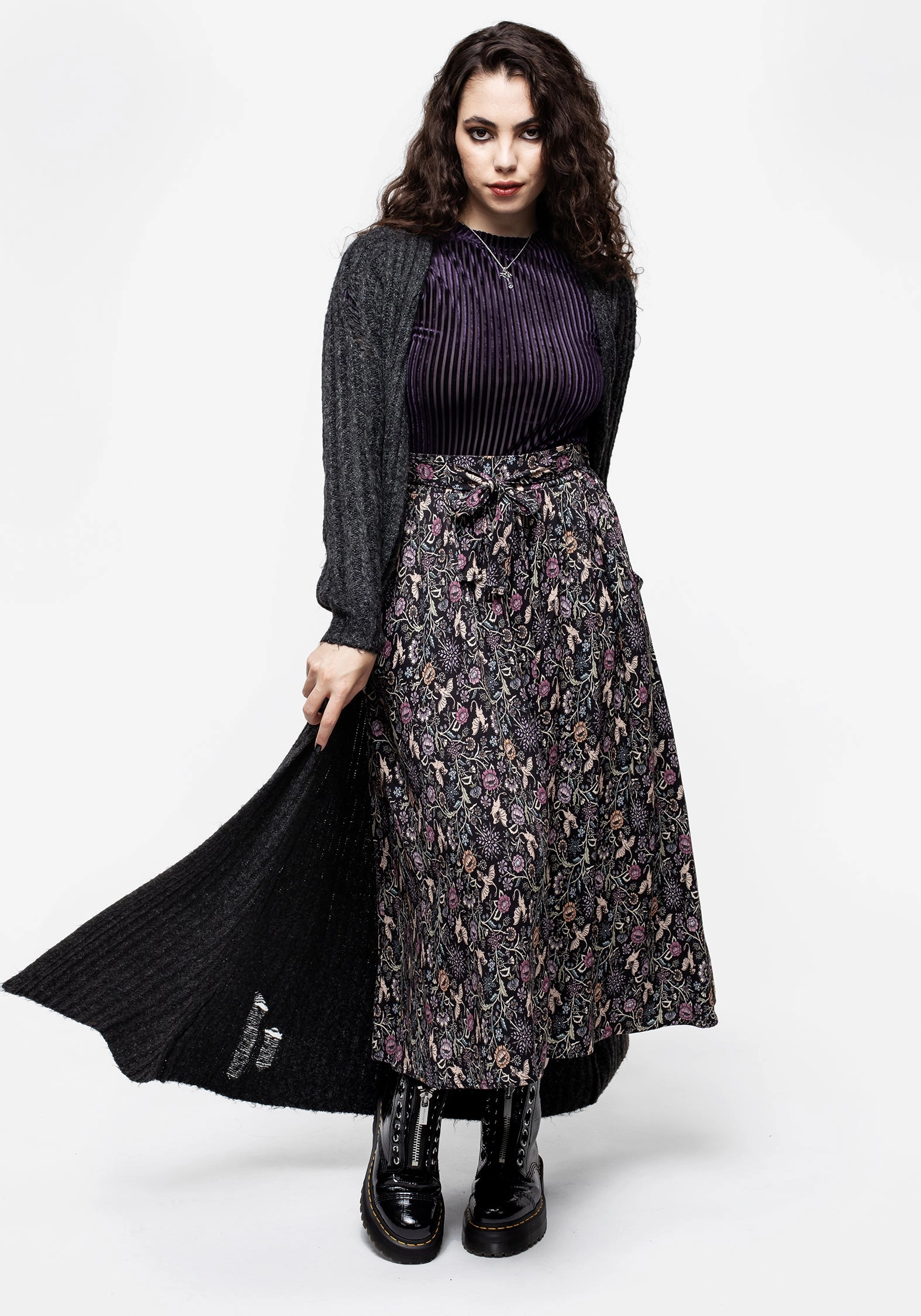 Snapdragon Tie Detail Midi Skirt Breathable Material