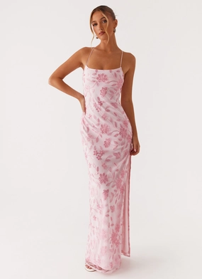 Trendy Piece Classic Cut Bright Lights Beaded Maxi Dress - Pink