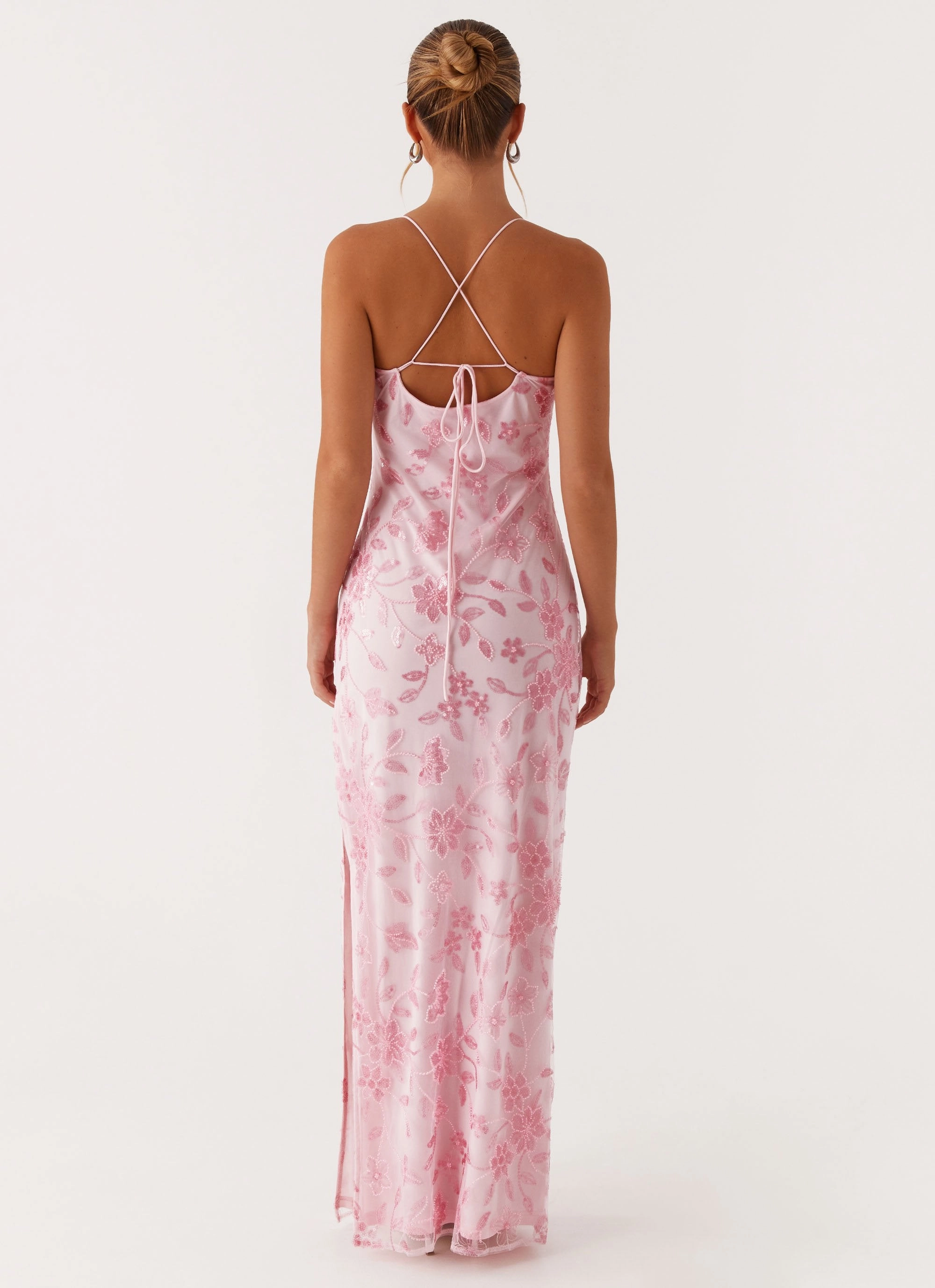Easy to Wear Bright Lights Beaded Maxi Dress - Pink
