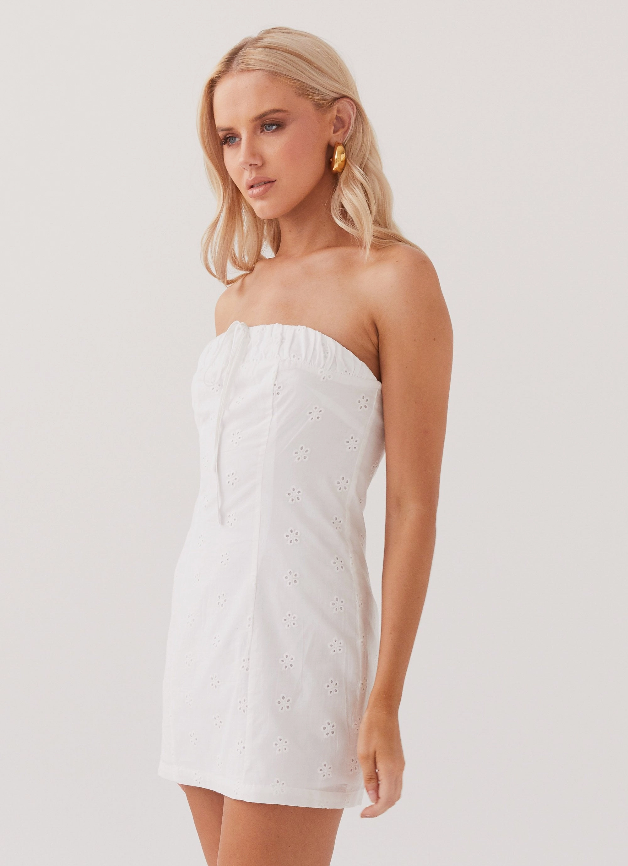 Bronwyn Broderie Mini Dress - White spring fashion