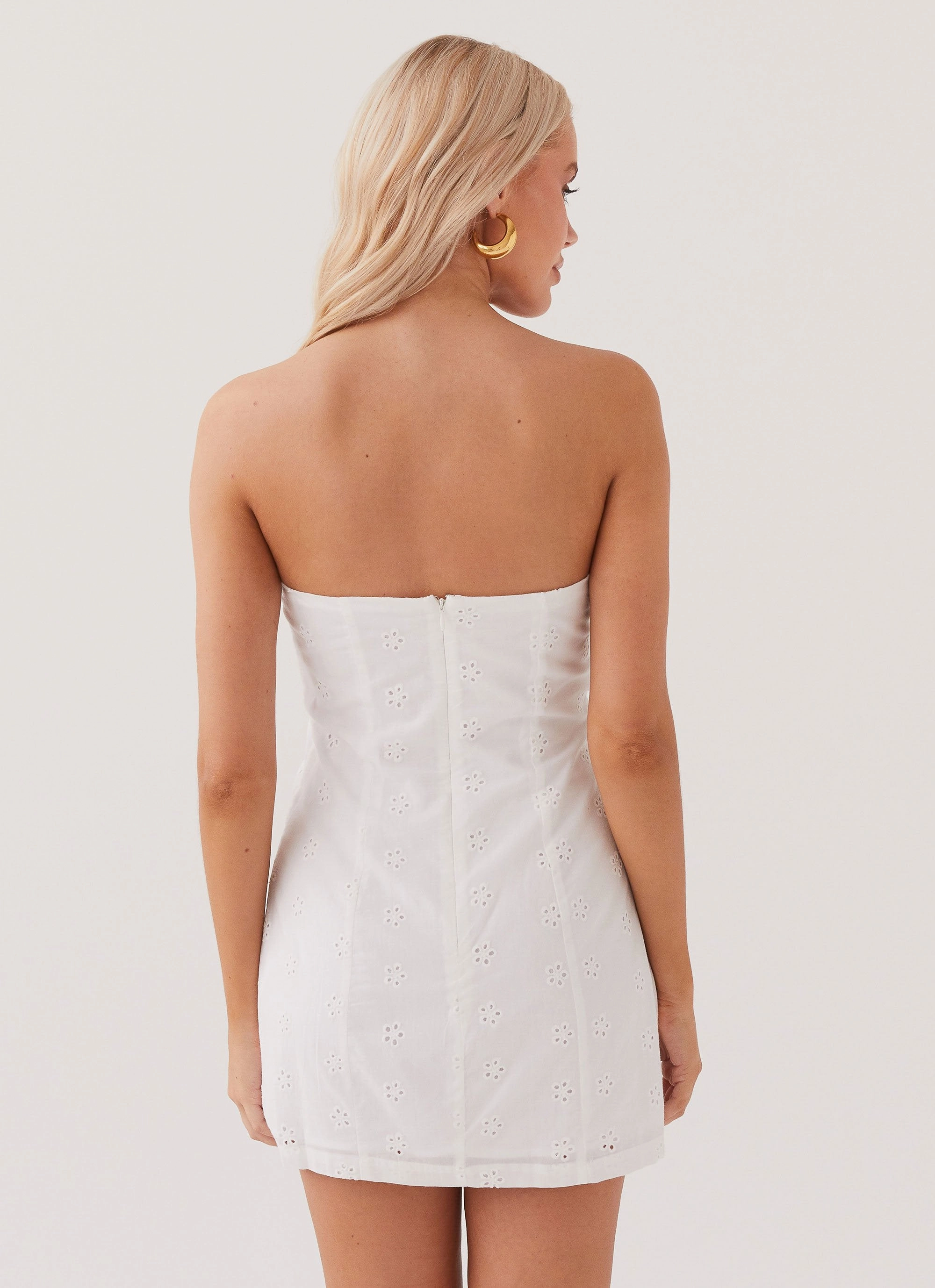 Care-Instructions-Included Bronwyn Broderie Mini Dress - White