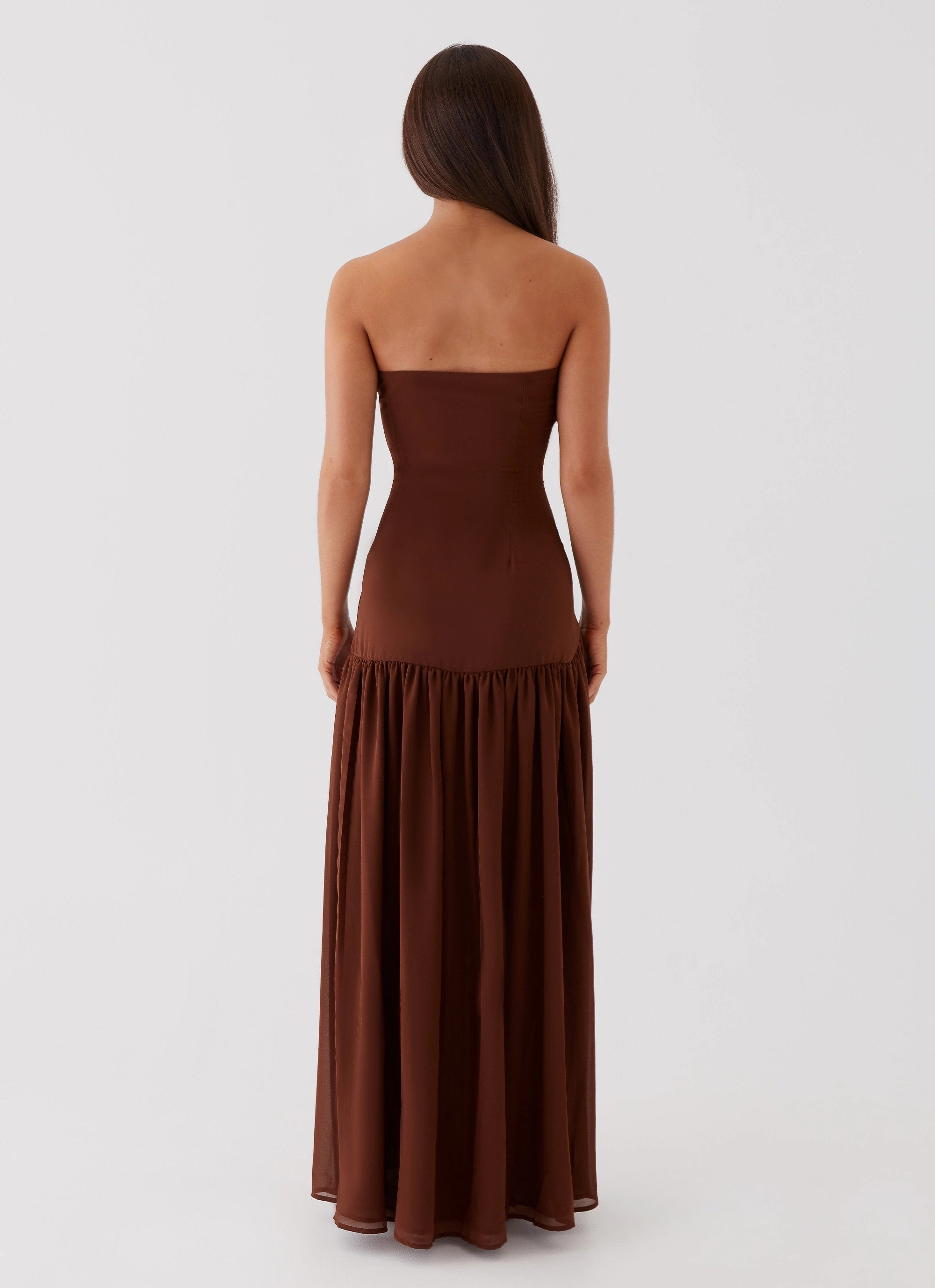 Flattering Silhouette Wear Eden Strapless Maxi Dress - Brown