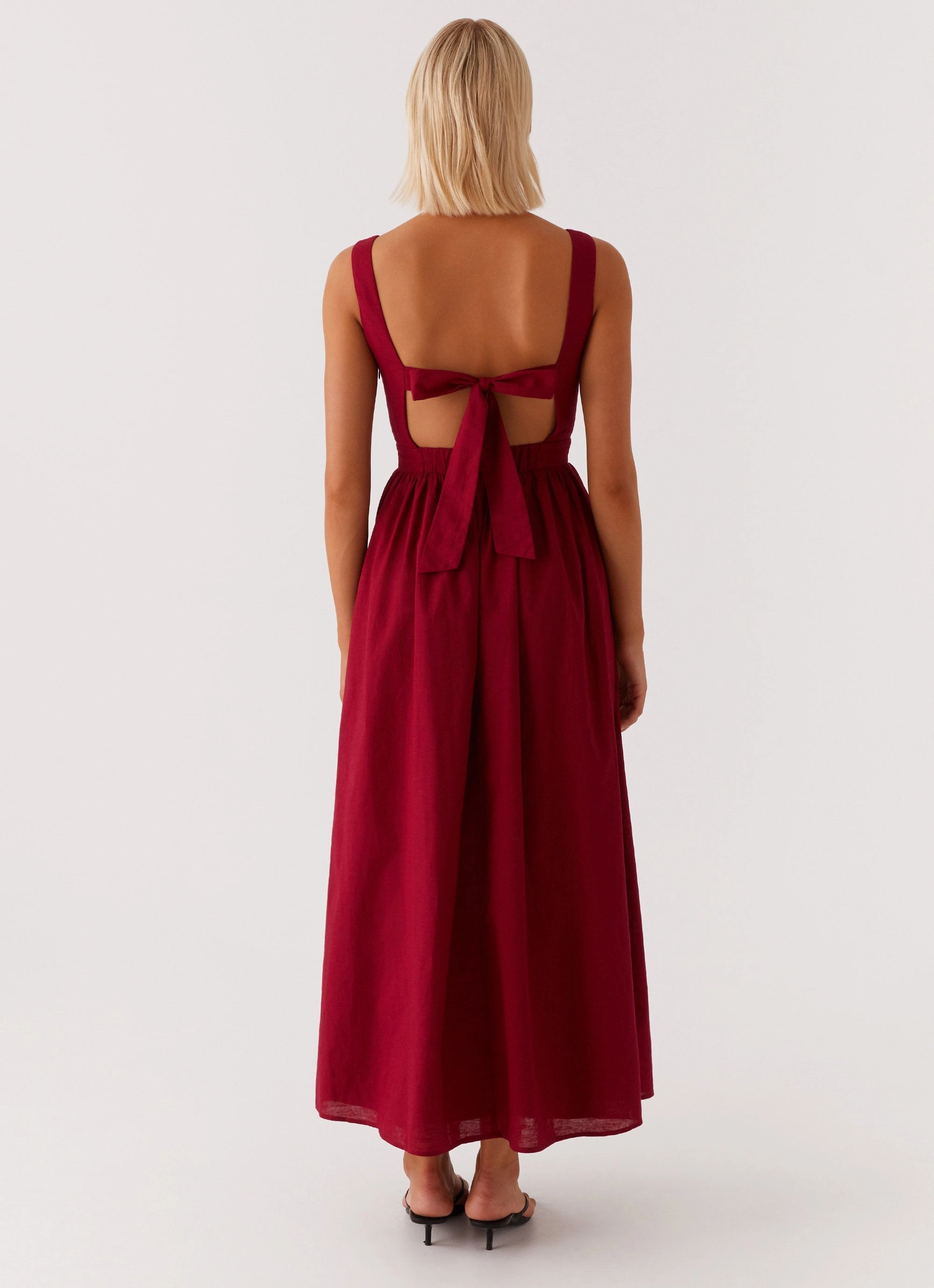 Brylin Linen Midi Dress - Red Occasion Wear
