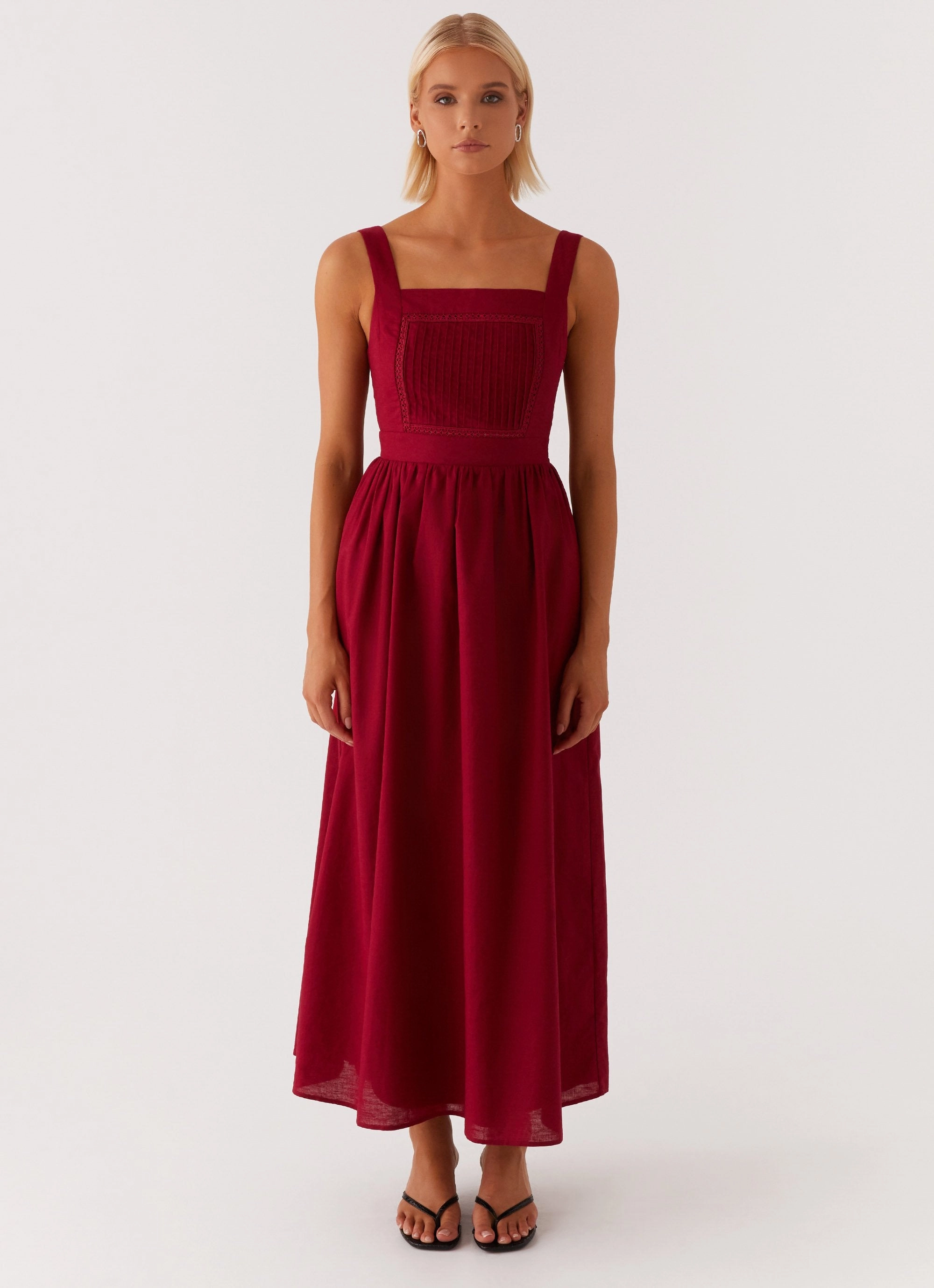 Perfect Fit Wear Brylin Linen Midi Dress - Red