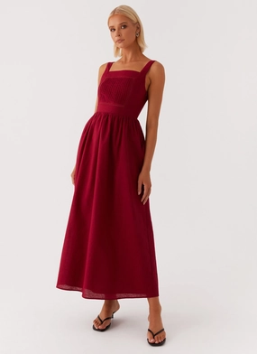 Brylin Linen Midi Dress - Red Unlined Look