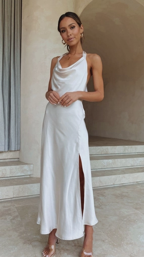 Charming Fit Collared Sian Maxi Dress - Champagne