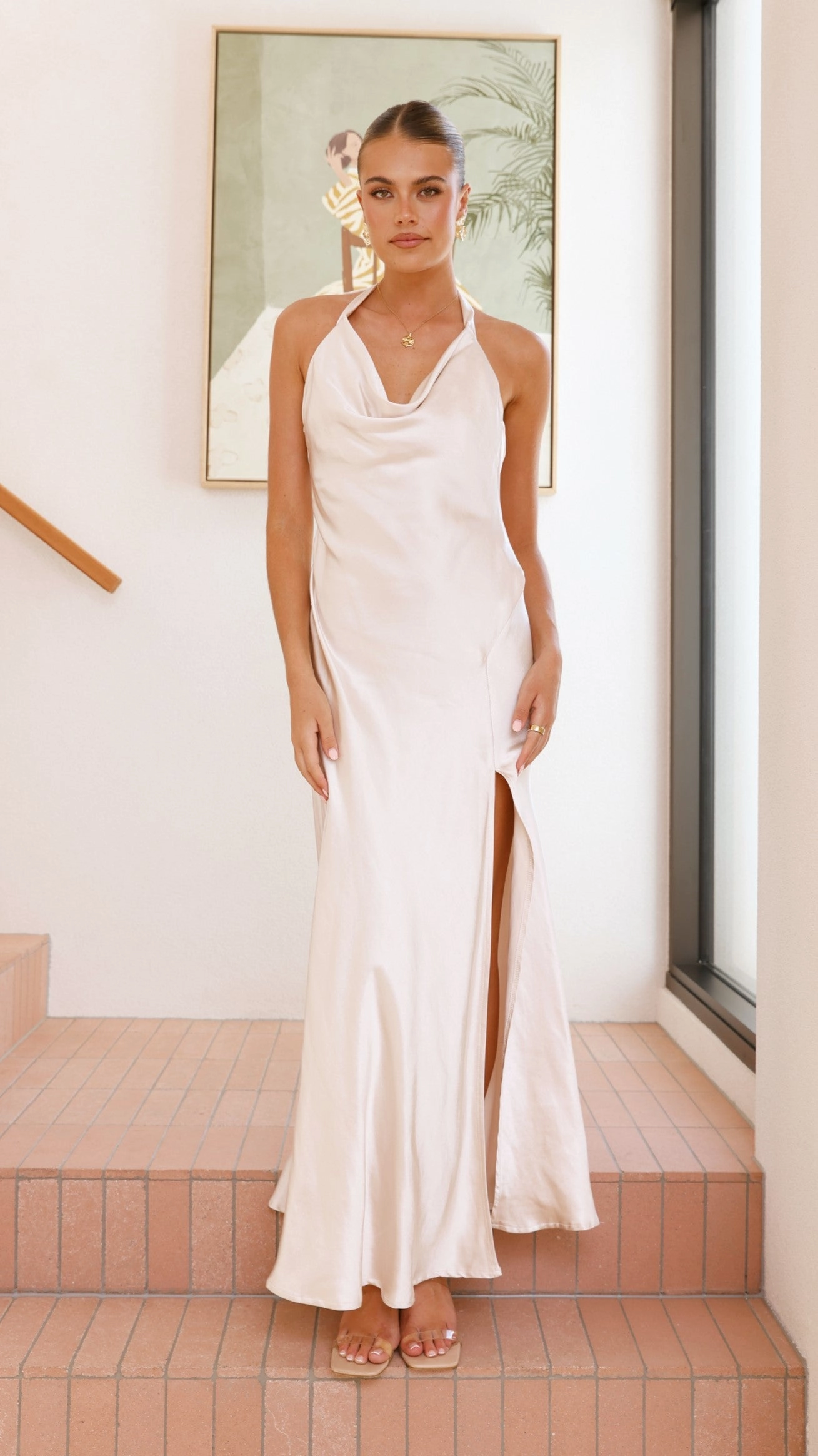 Smart Look Shiny-Lining Sian Maxi Dress - Champagne