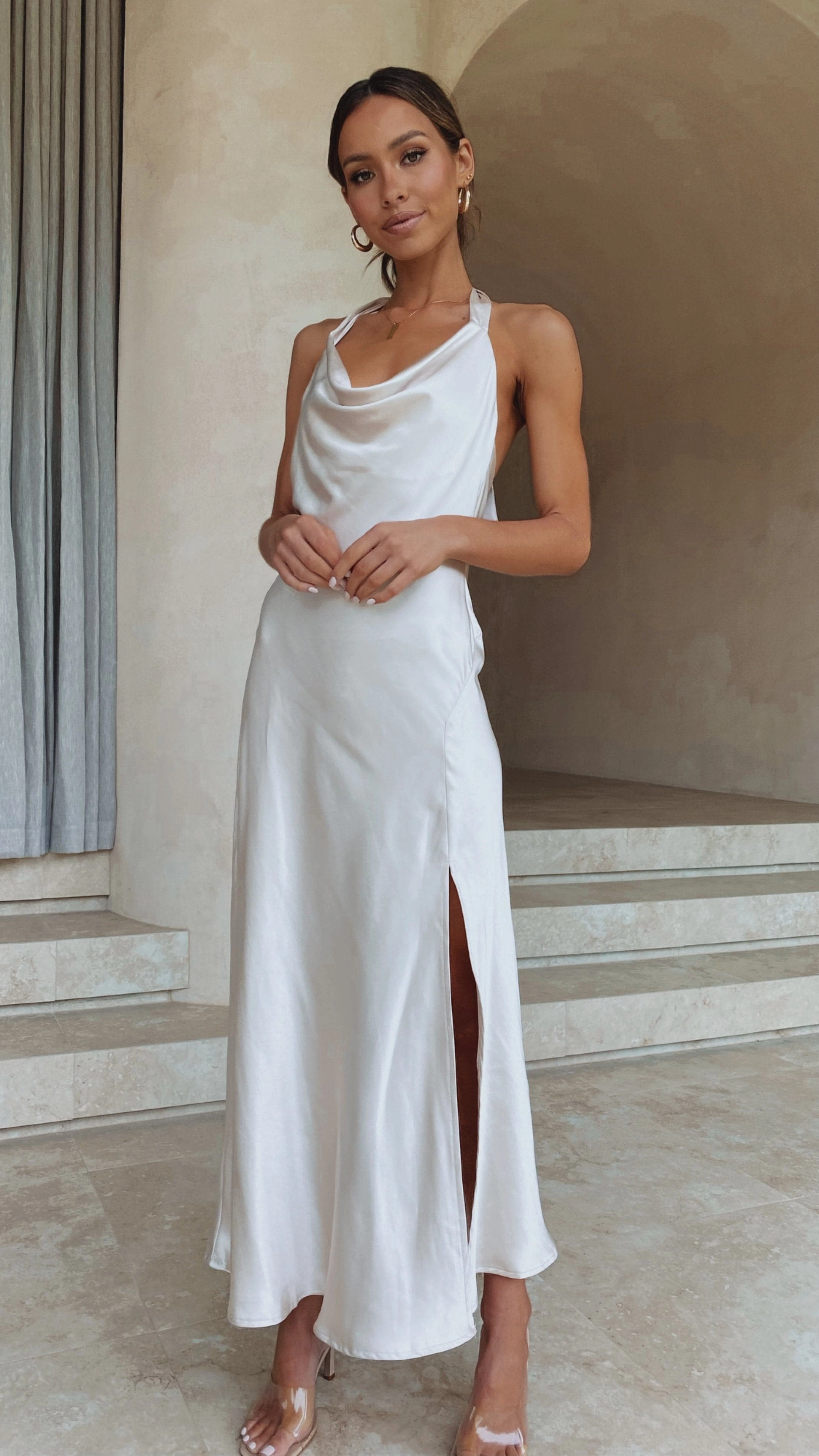 Charming Fit Collared Sian Maxi Dress - Champagne