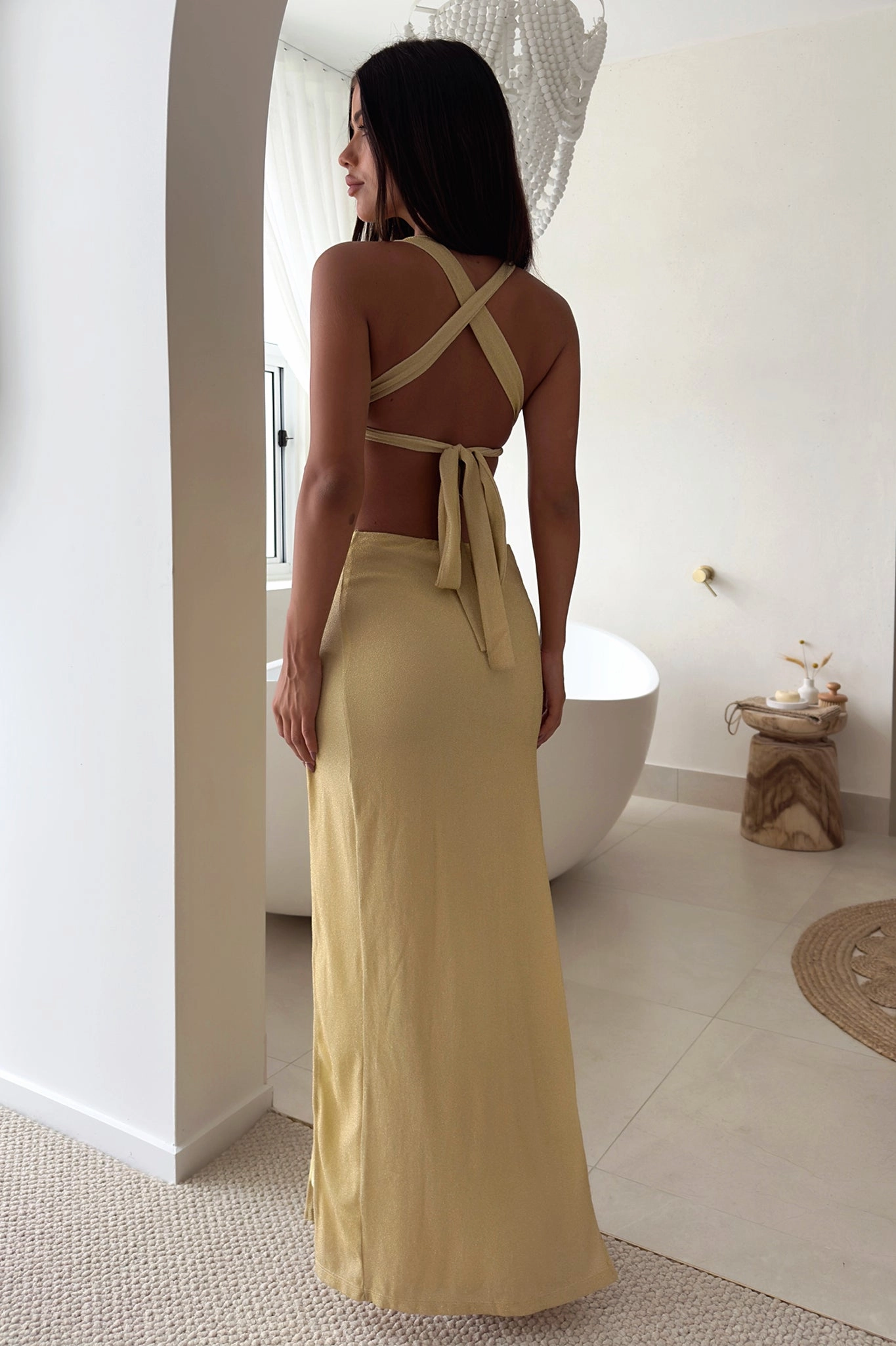 Lace Fine True Maxi Dress - Gold