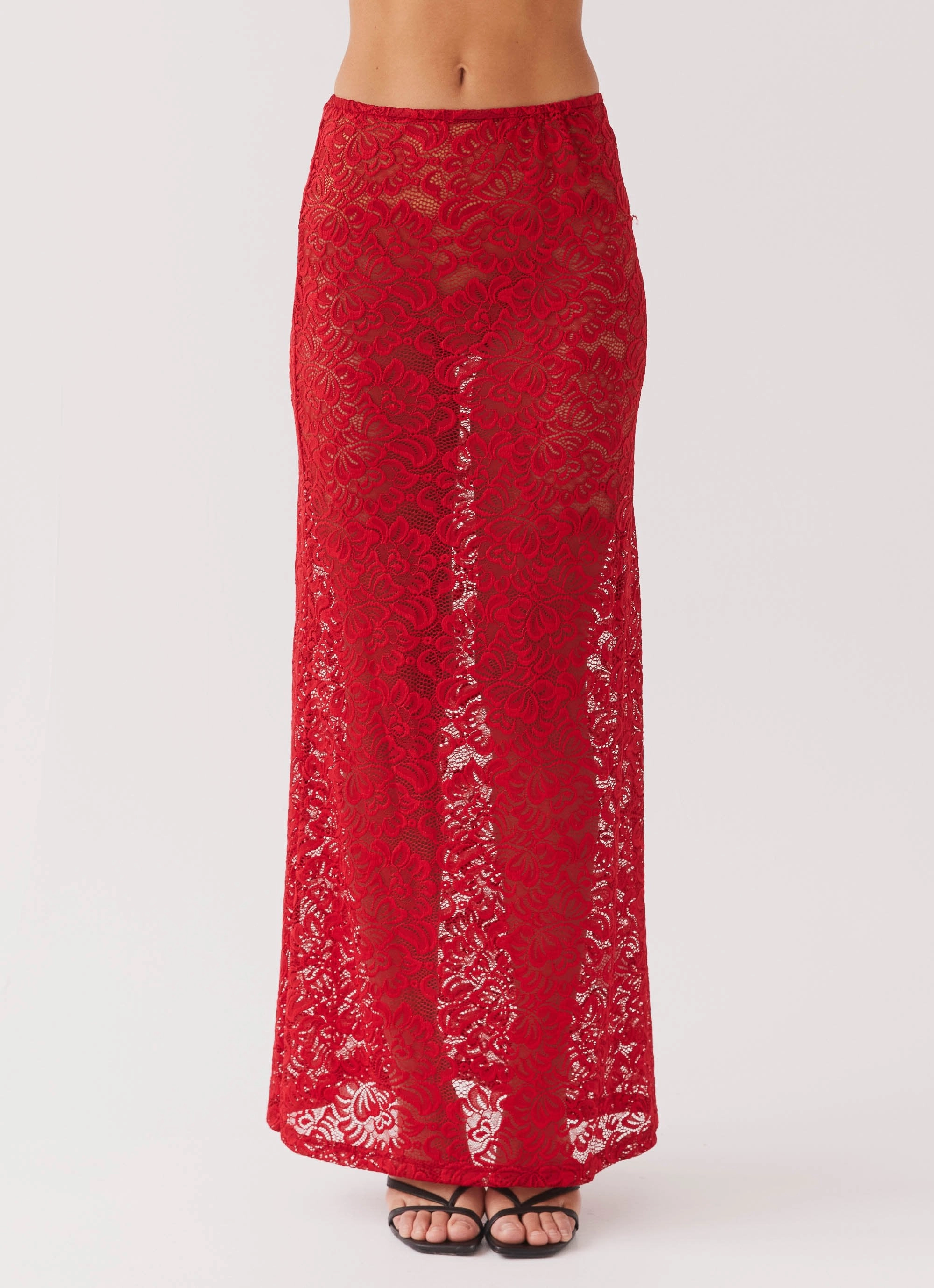 Easy Fashion Breezy Mood Zephyra Lace Maxi Skirt - Red