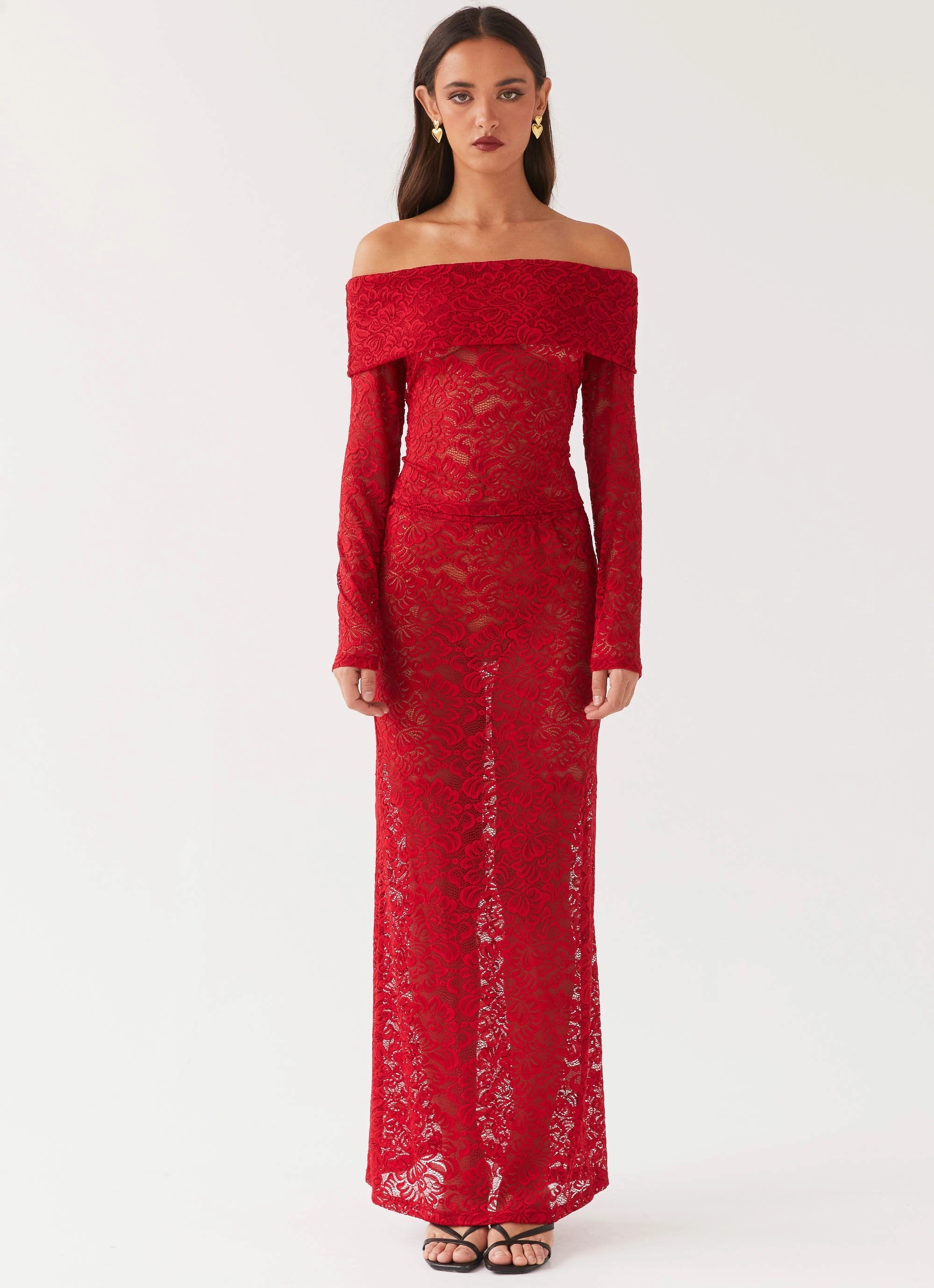Zephyra Lace Maxi Skirt - Red Mix Culture Easy Layer