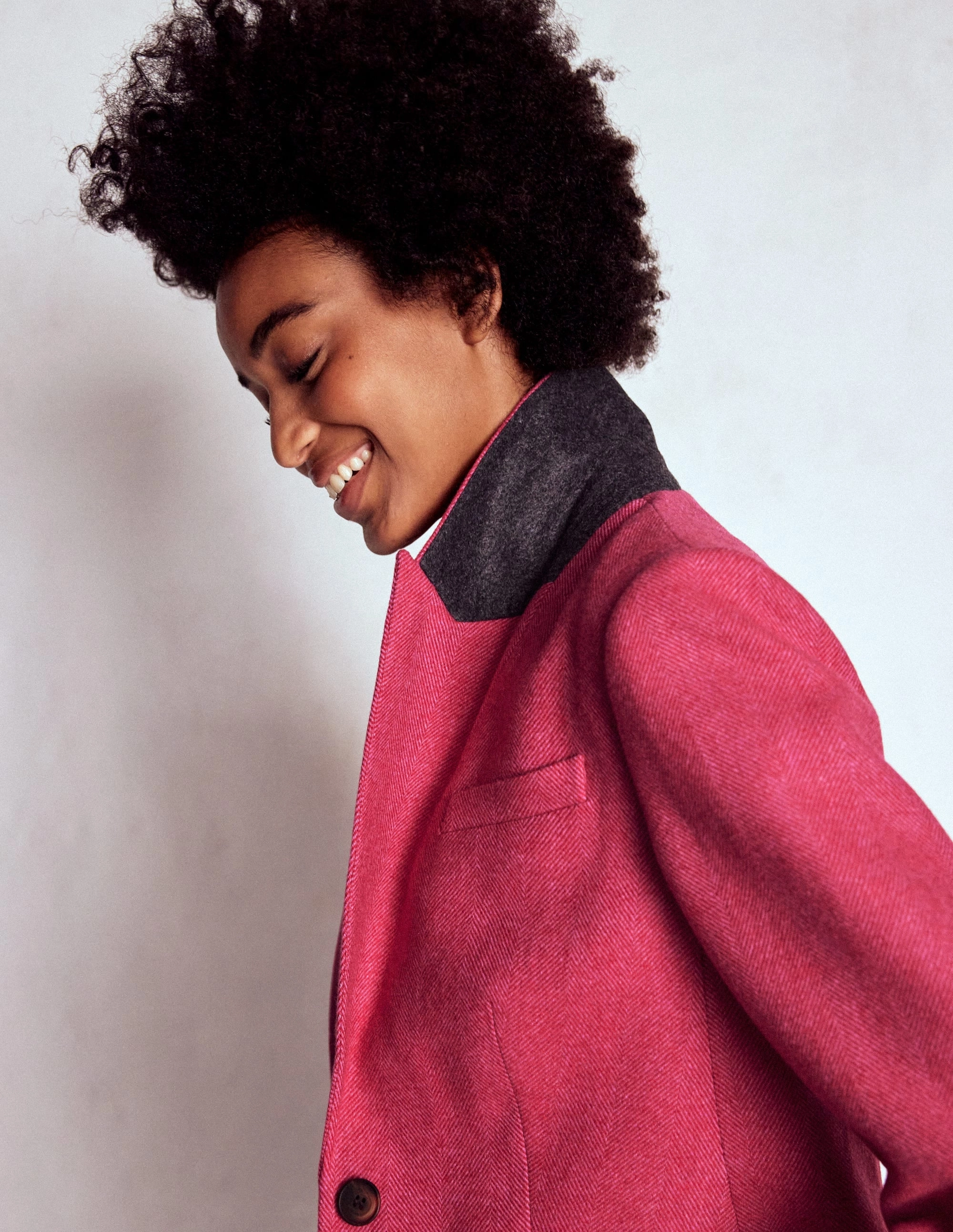 Stamford Wool-Blend Blazer-Red and Pink Wide Herringbone Extra Layer Piece Non Iron Fabric Tech