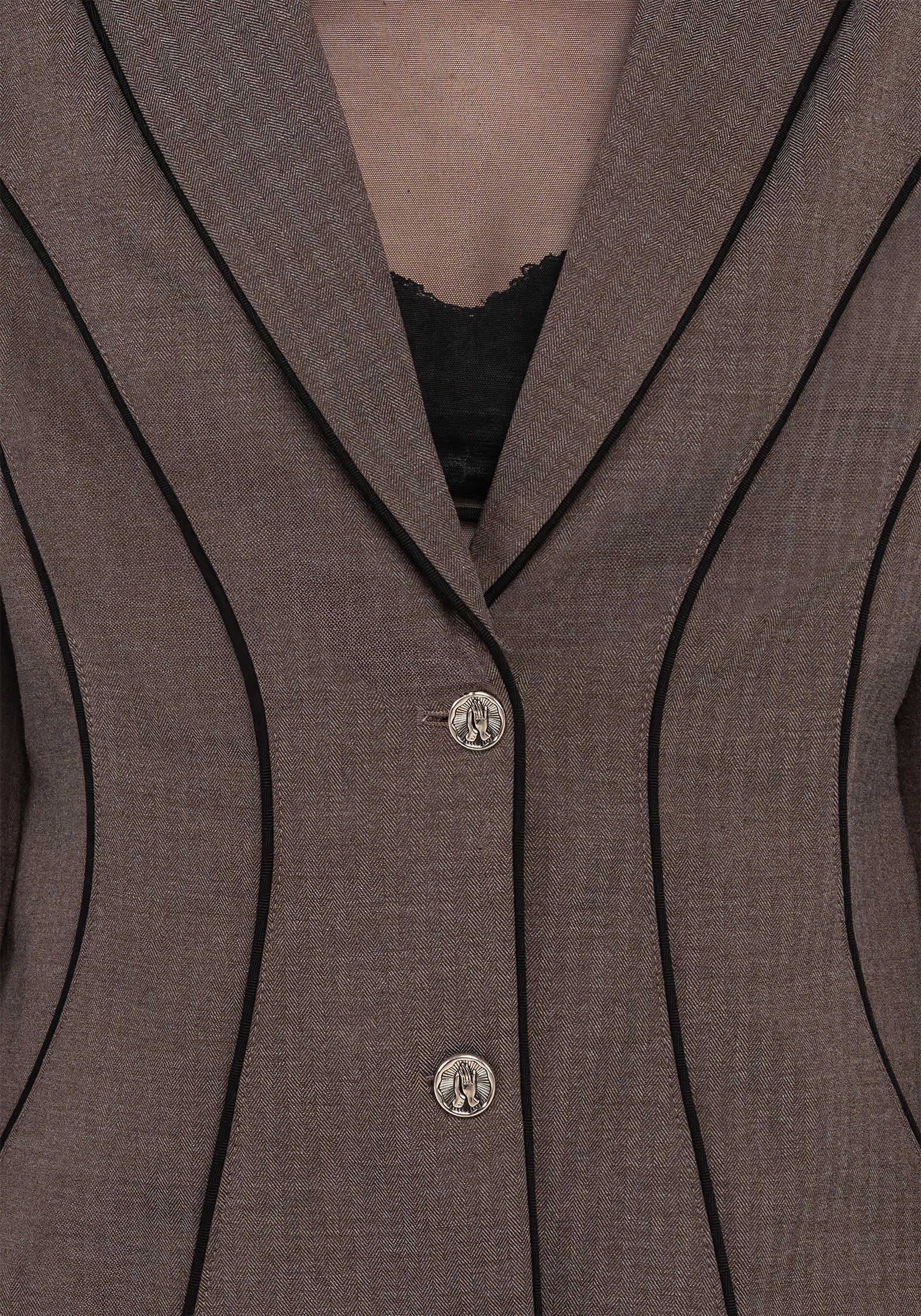Cointrelle Herringbone Piped Blazer Work Tough