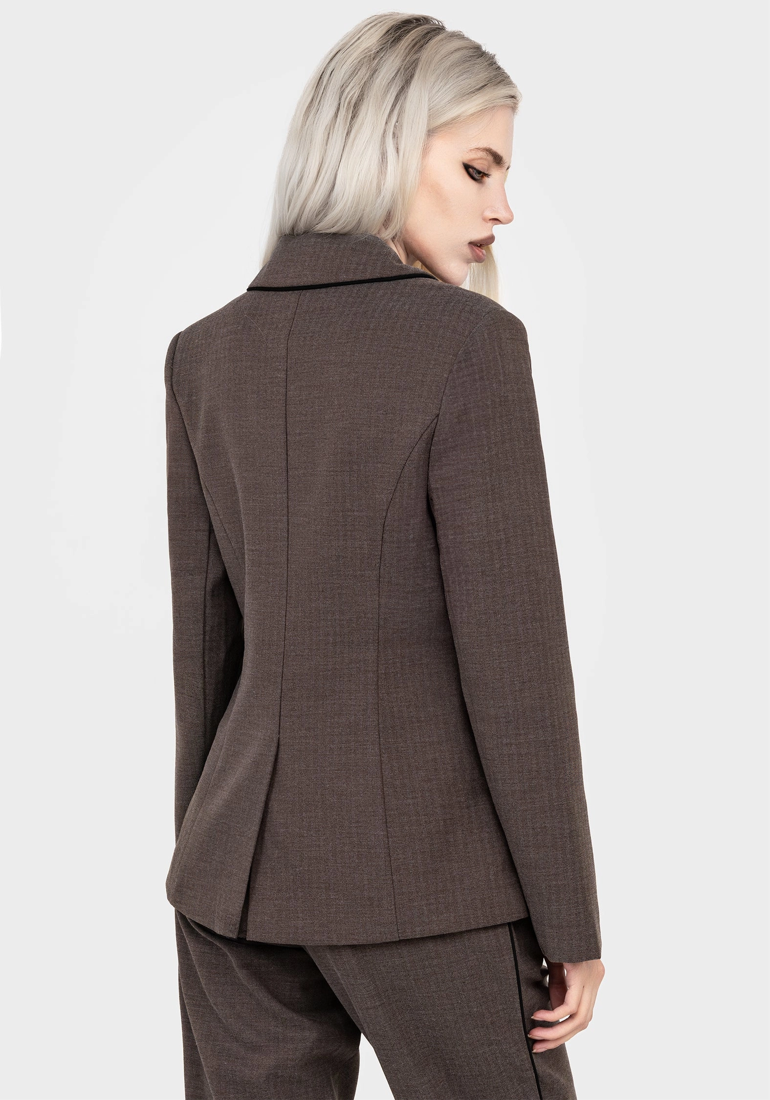 Easy Care Finish Cointrelle Herringbone Piped Blazer