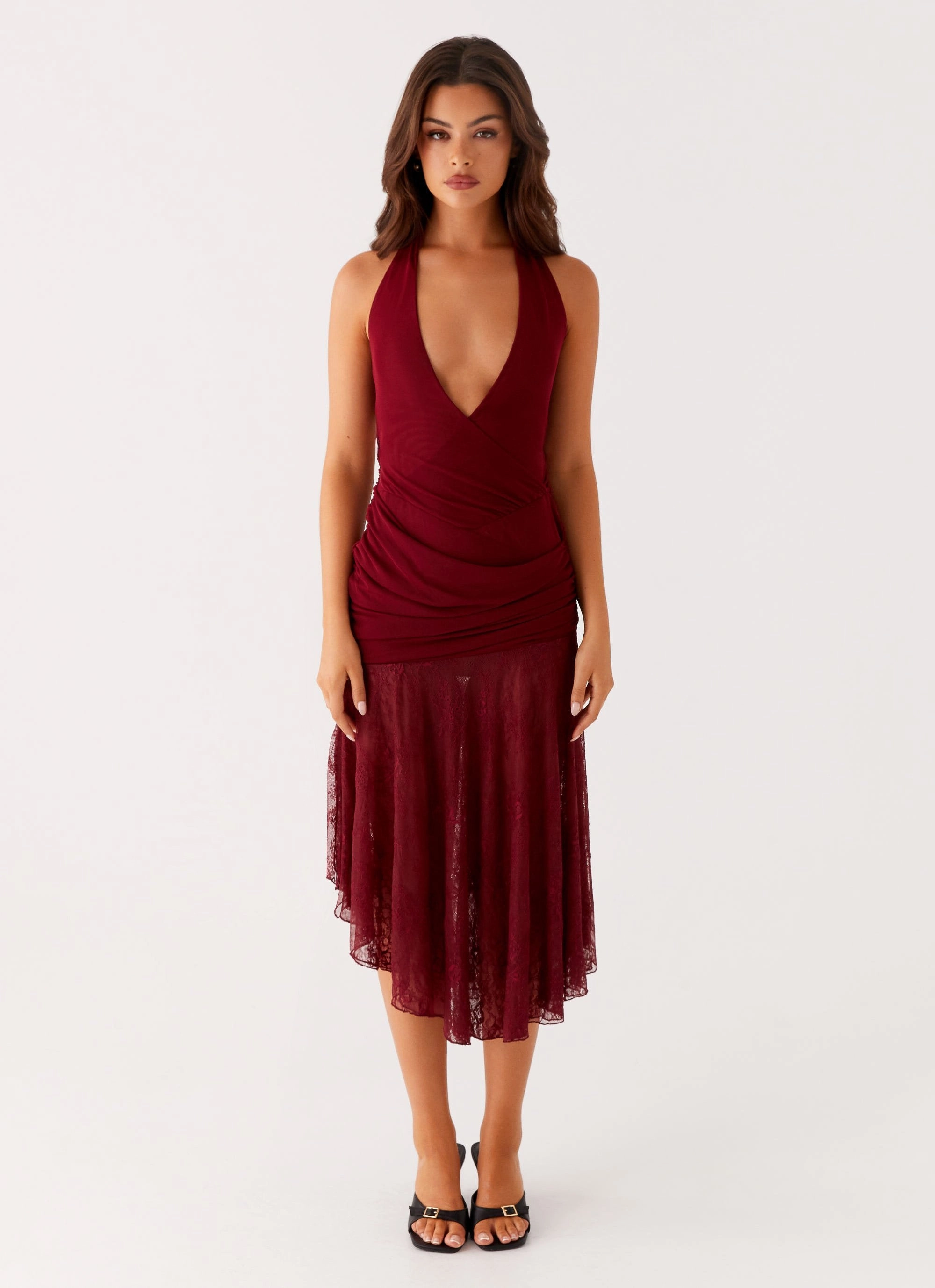 Style Blend Easy Look Burnout Midi Dress - Maroon