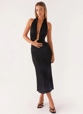 Charismatic Lace Midi Dress - Black Fresh Aesthetic