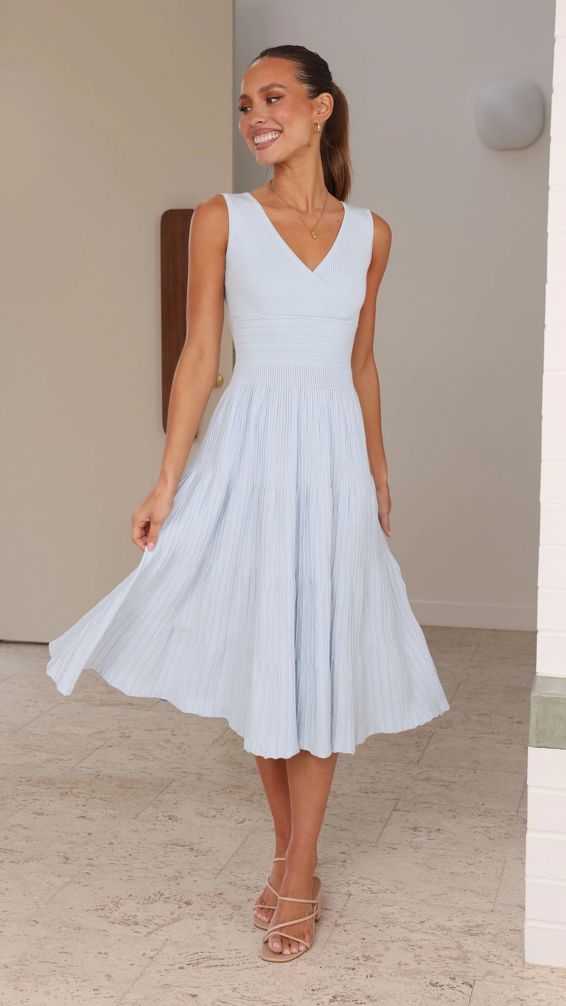 Luxury Feel Standout Feature Jayde Knit Dress - Light Blue