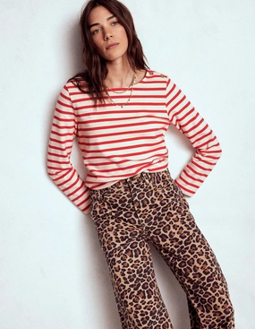 Button Mariner Breton-Ivory and Brilliant Red Tailored Placket