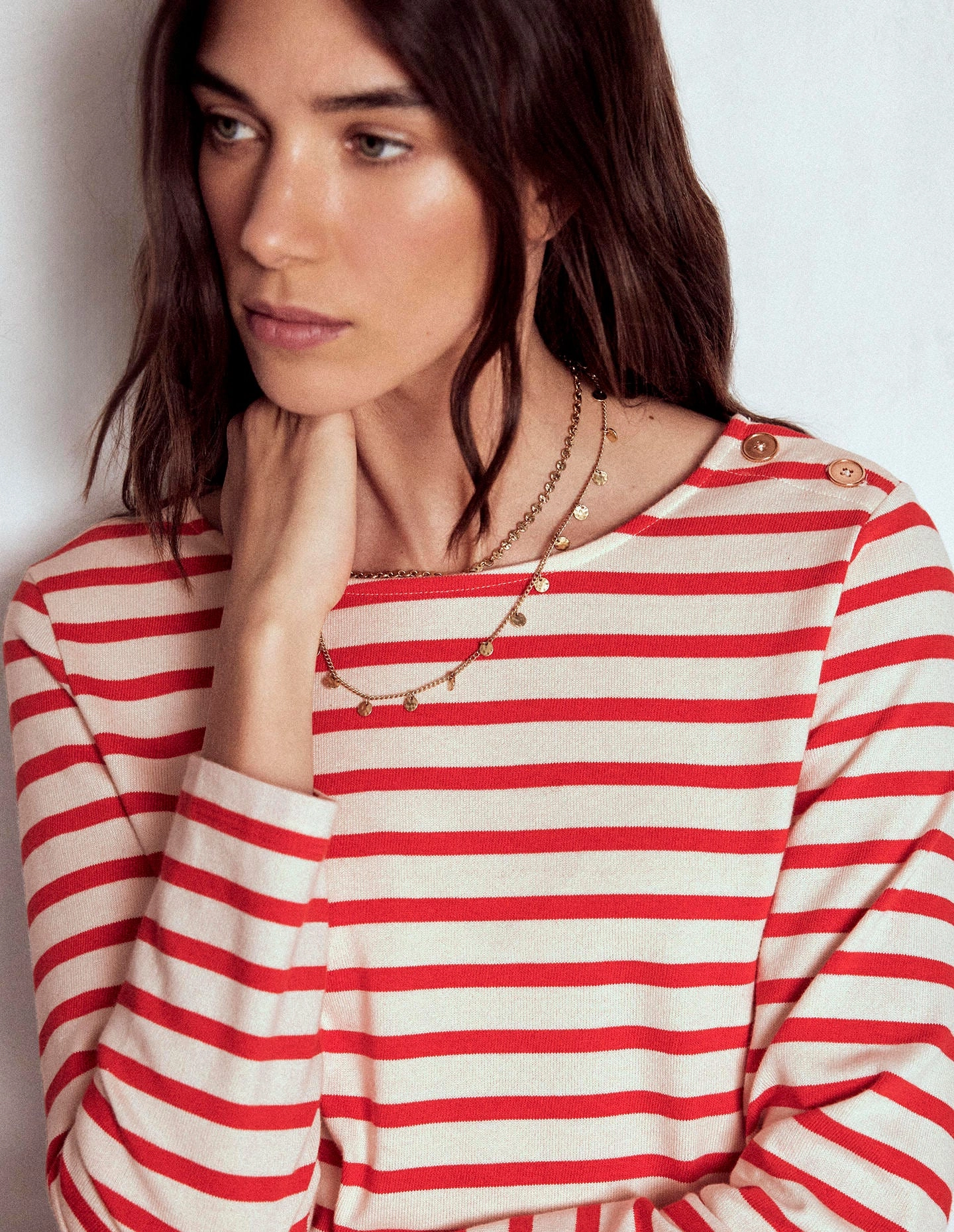Button Mariner Breton-Ivory and Brilliant Red Professional Look AirflowVents