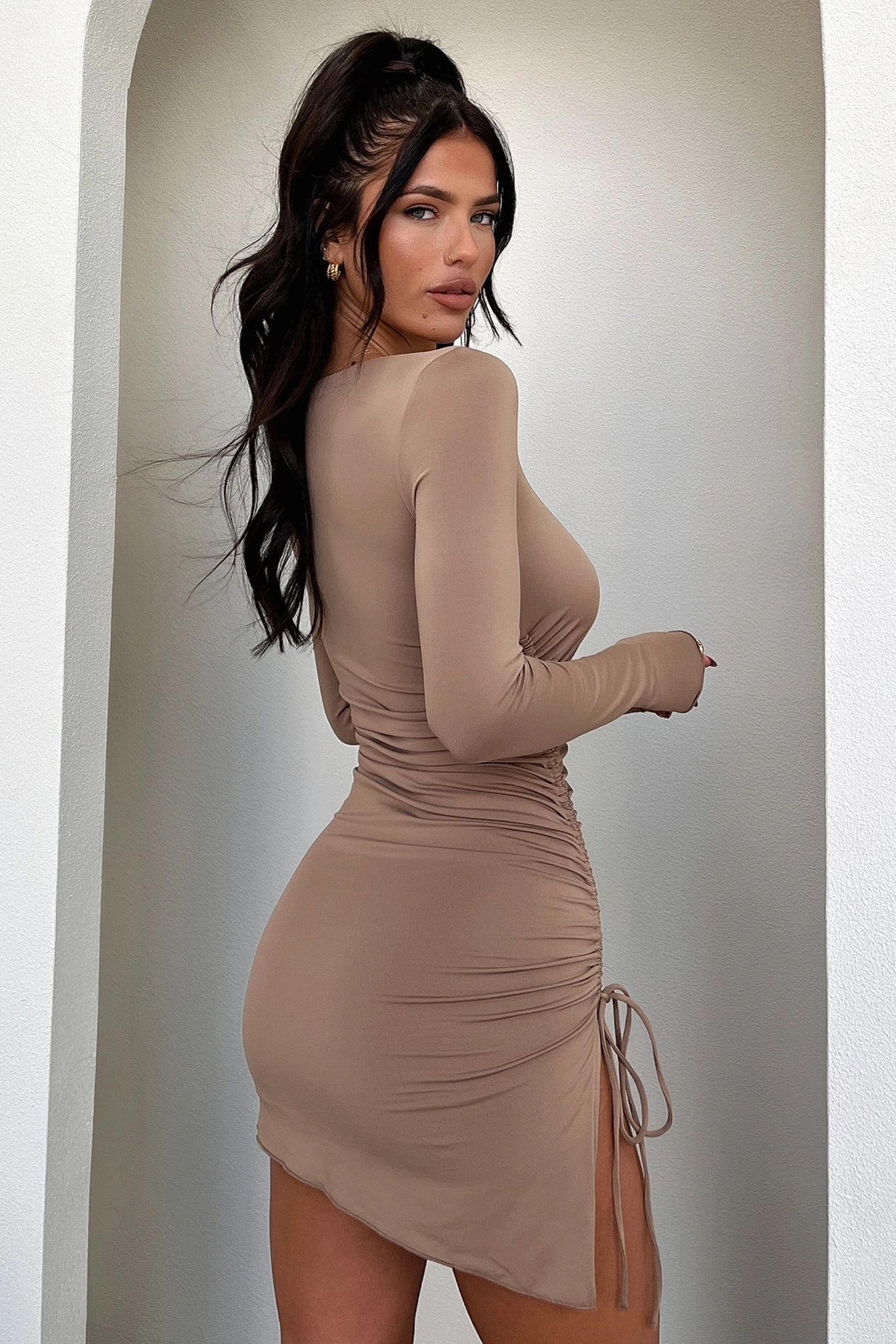 Multi Season countryside Mayla Long Sleeve Dress - Brown