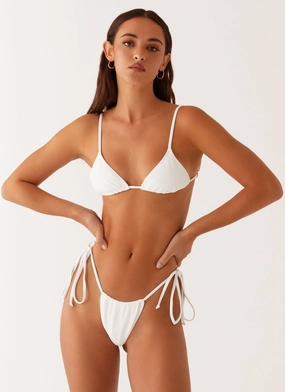Calista Bikini Bottoms - White Sun Protective Fabric Hydration Wicking Lining