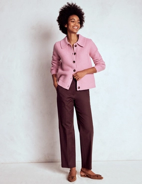 Canonbury 7/8 Trousers-Deep Aubergine Lightweight Weave Cozy Wear