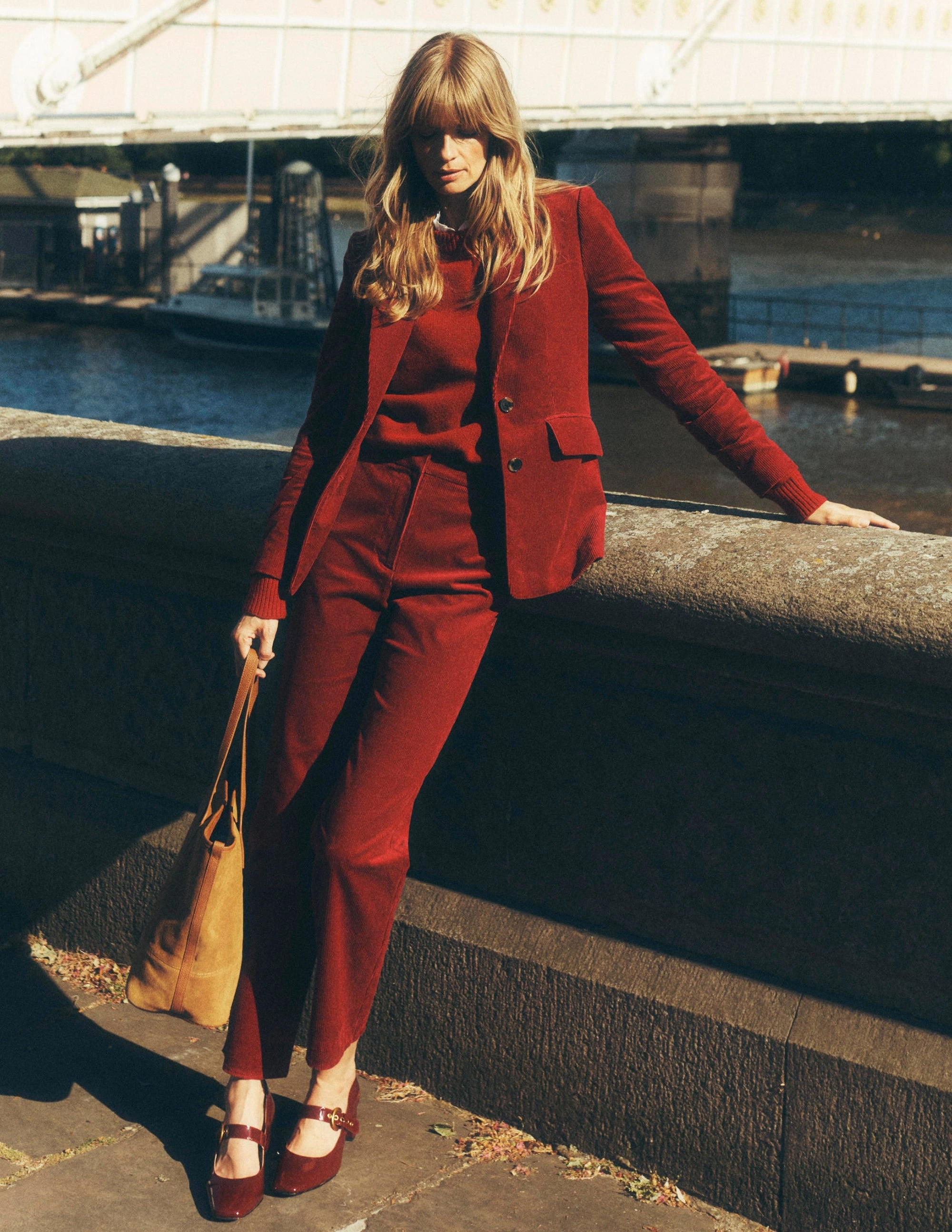Canonbury Cord Trousers-Burgundy Red Feminine Fit