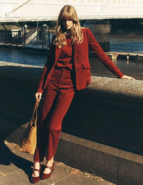 Canonbury Cord Trousers-Burgundy Red Feminine Fit