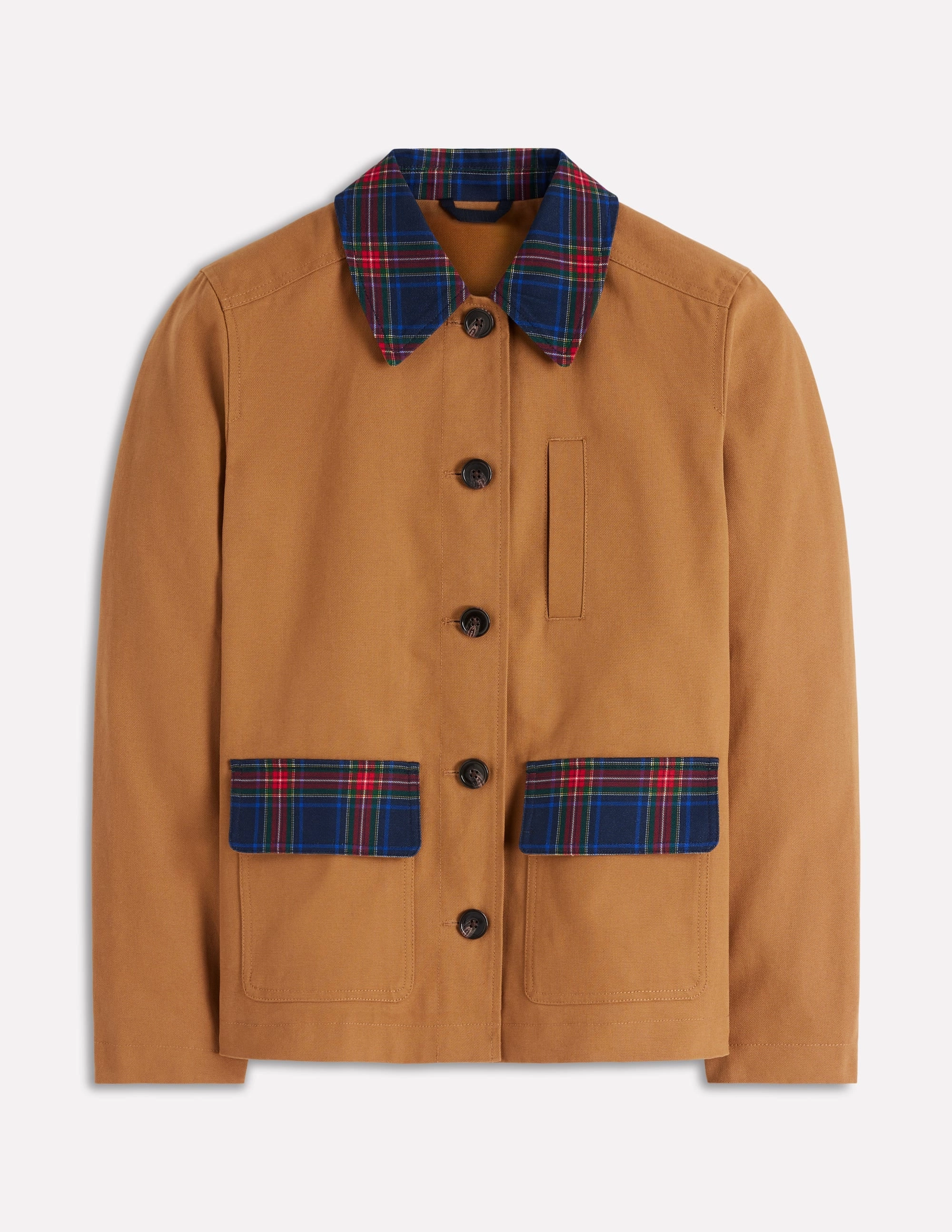 Canvas Barn Jacket-Hazelnut Brown, Check Sleek Outdoor Look Matte Surface Texture