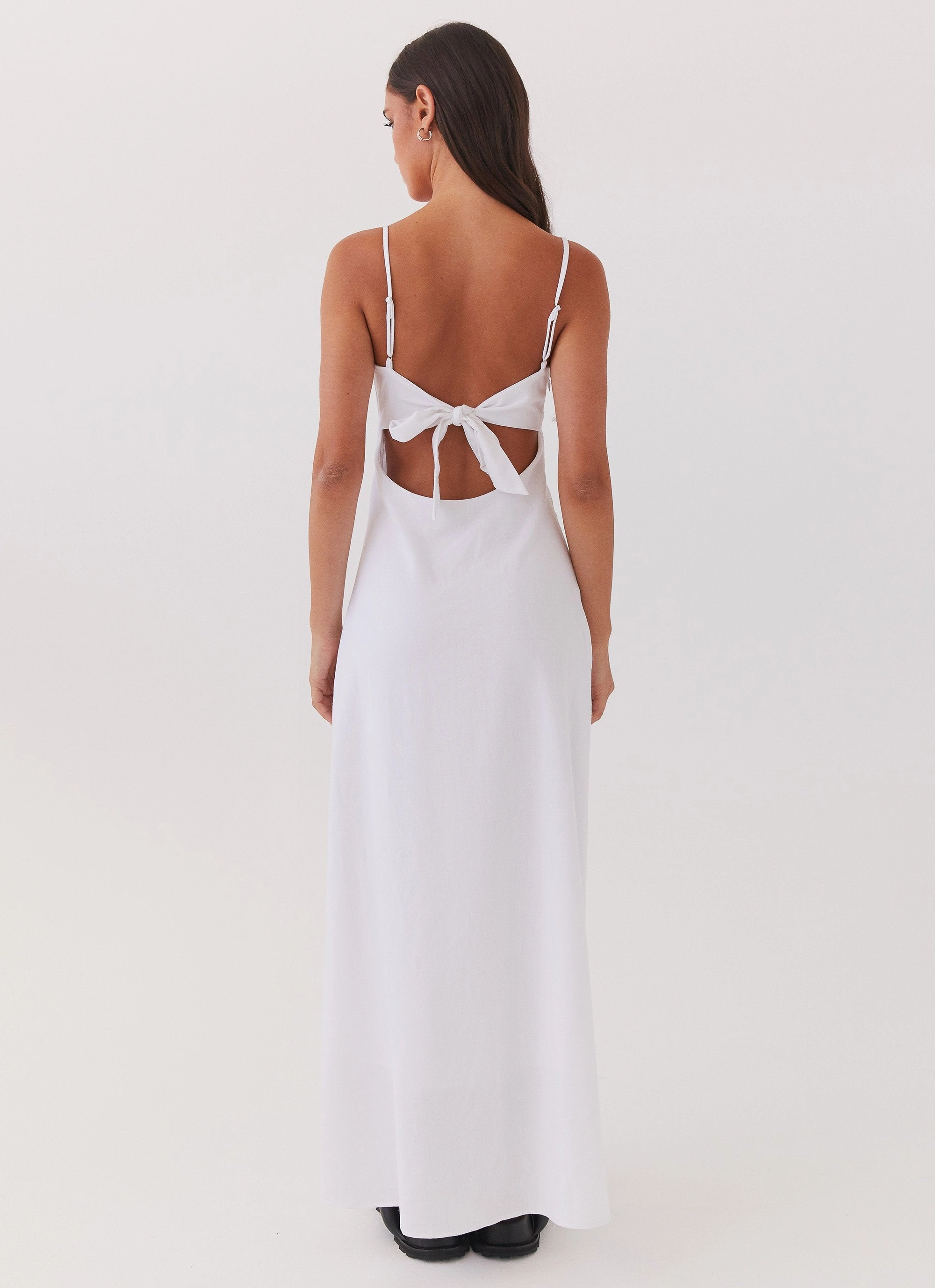 Flora Linen Maxi Dress - White Fashionable Wear Artistic Flair