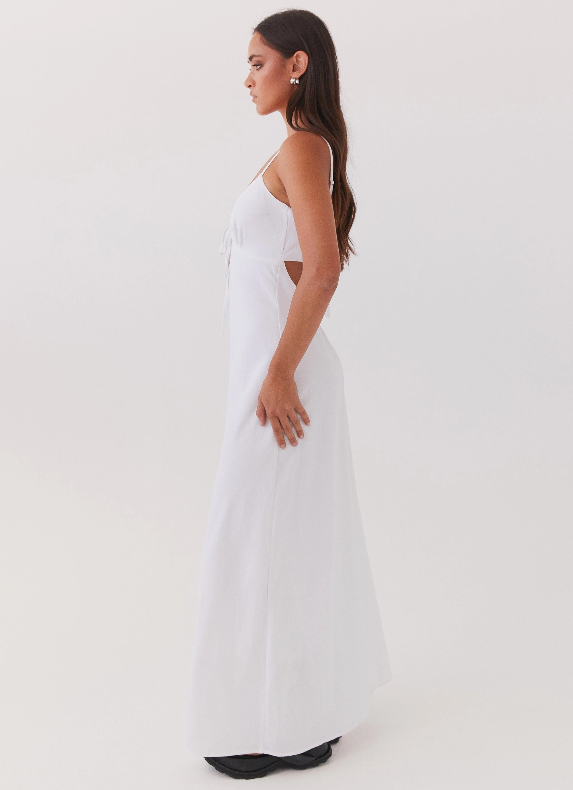 Morning Wear Flora Linen Maxi Dress - White